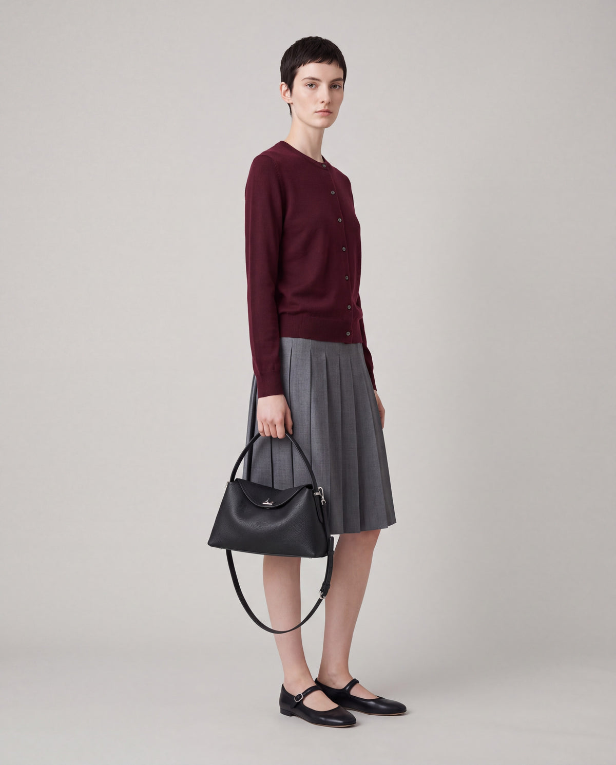 Corda bag in Black – worn by model, full length