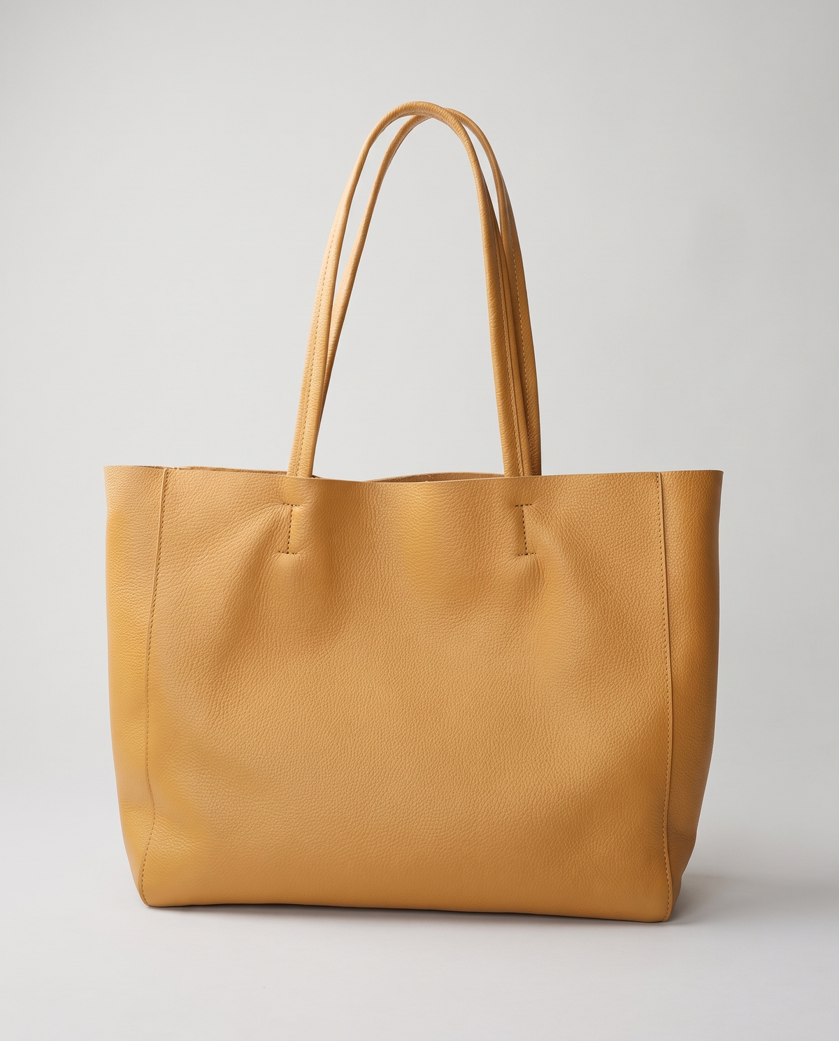 Costa leather tote in camel, front view