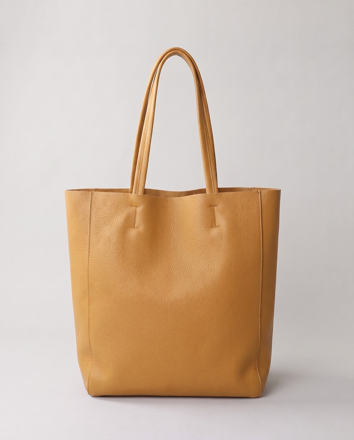 Costa leather tote in camel, front view