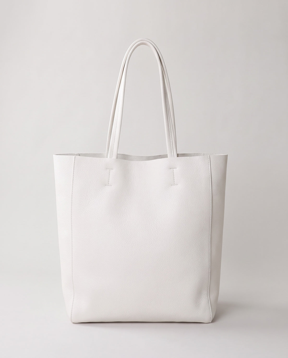 Costa leather tote in chalk, front view