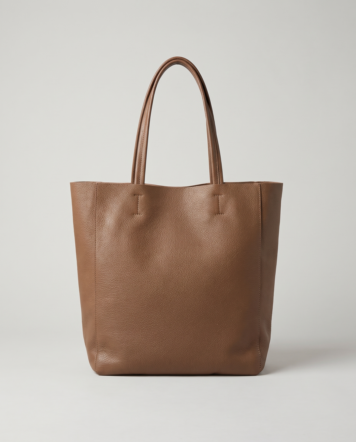 Costa leather tote in mocha, front view