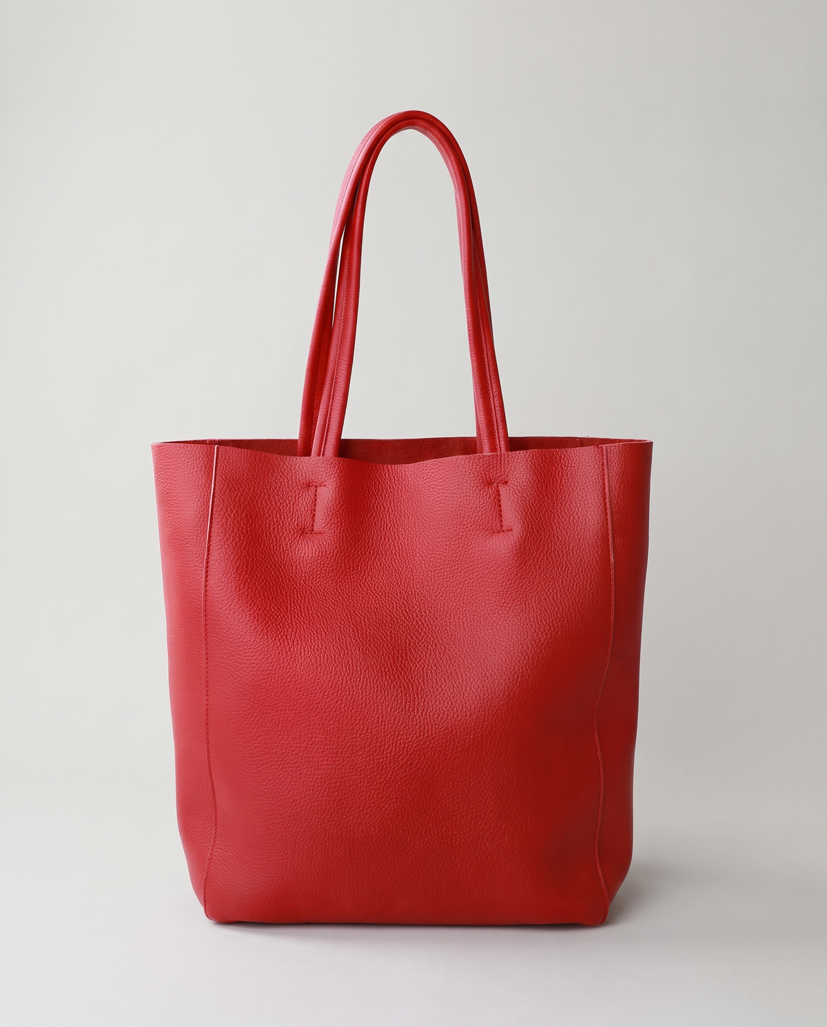 Costa leather tote in red, front view