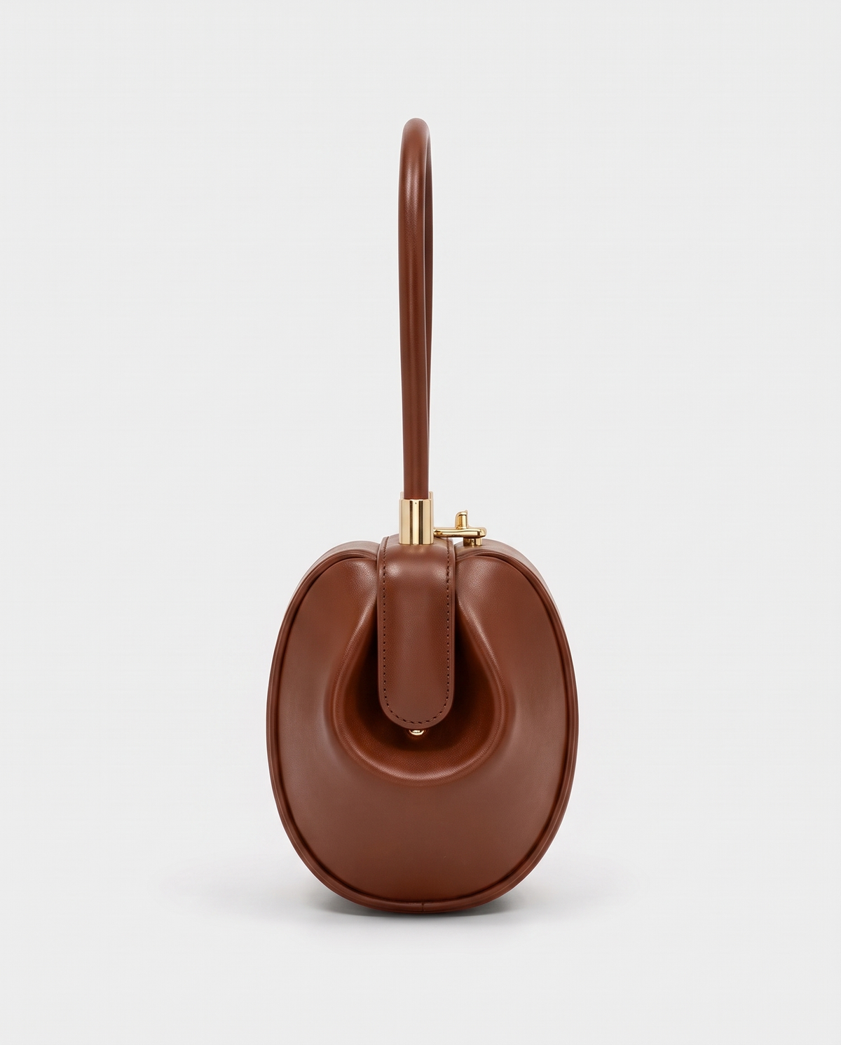 Dumpling Maxi leather top-handle bag in Brown – side view