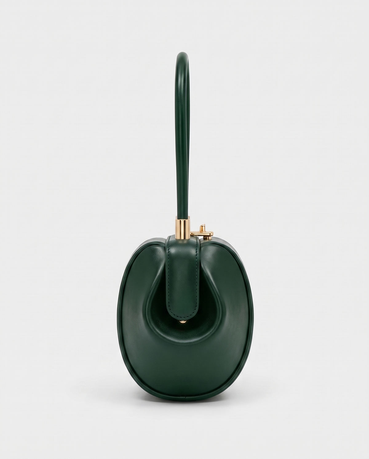 Dumpling Mini leather top-handle bag in Green – side view