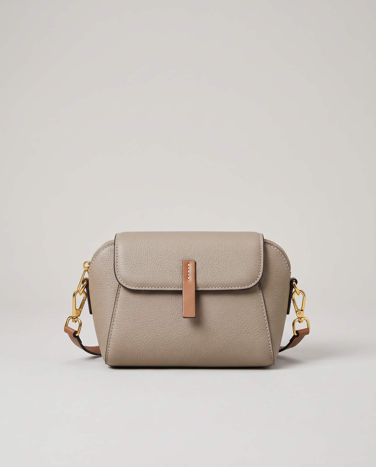 Elara mini leather crossbody in Grey – front view