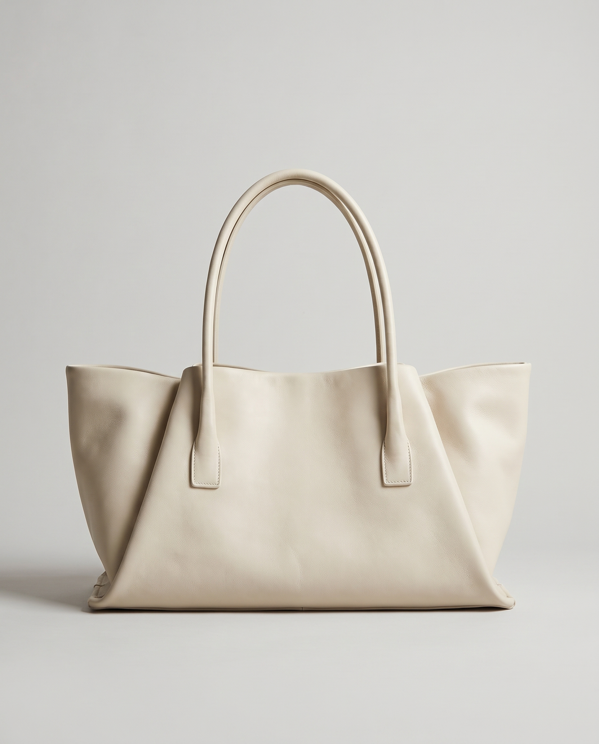 Gaia leather tote in ivory, front view
