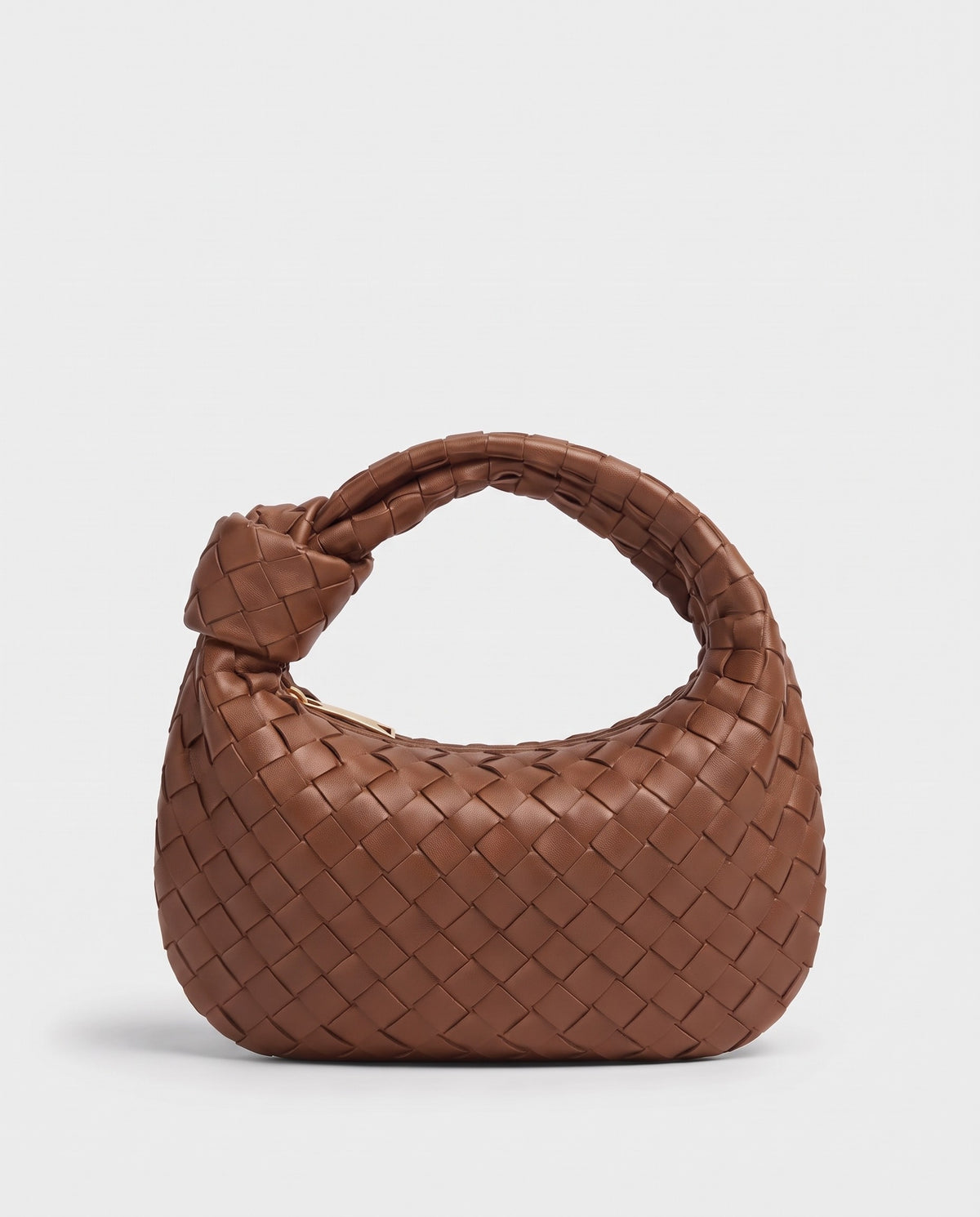 Knot Midi woven leather bag in Brown – back view