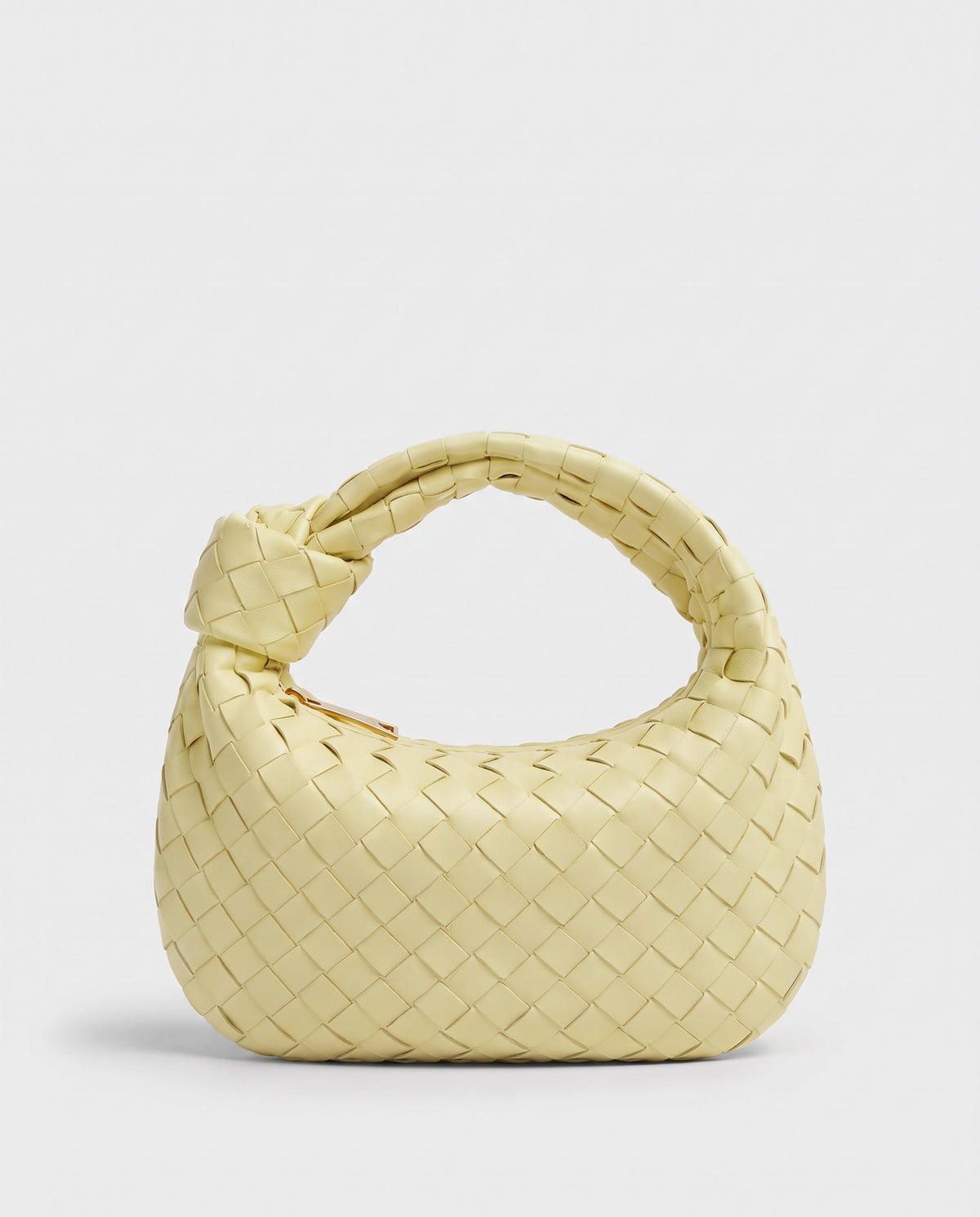 Knot Midi woven leather bag in Yellow – back view