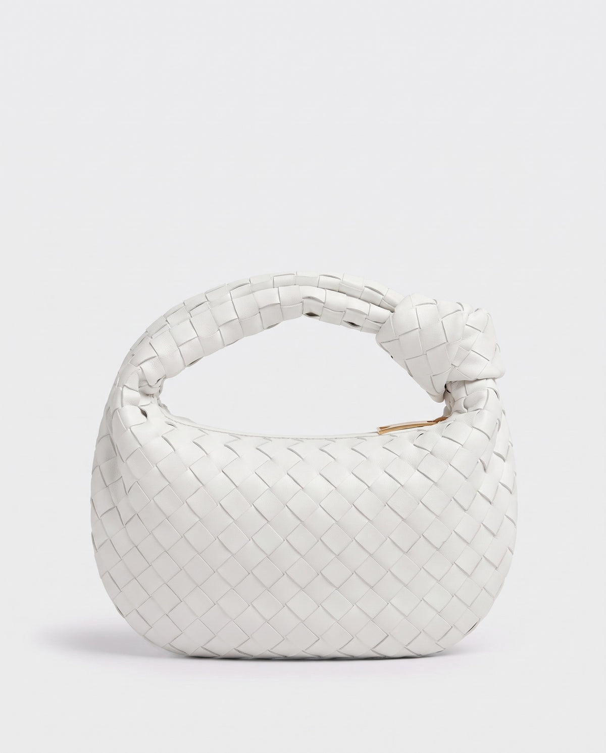 Knot Mini woven leather bag in Chalk – back view