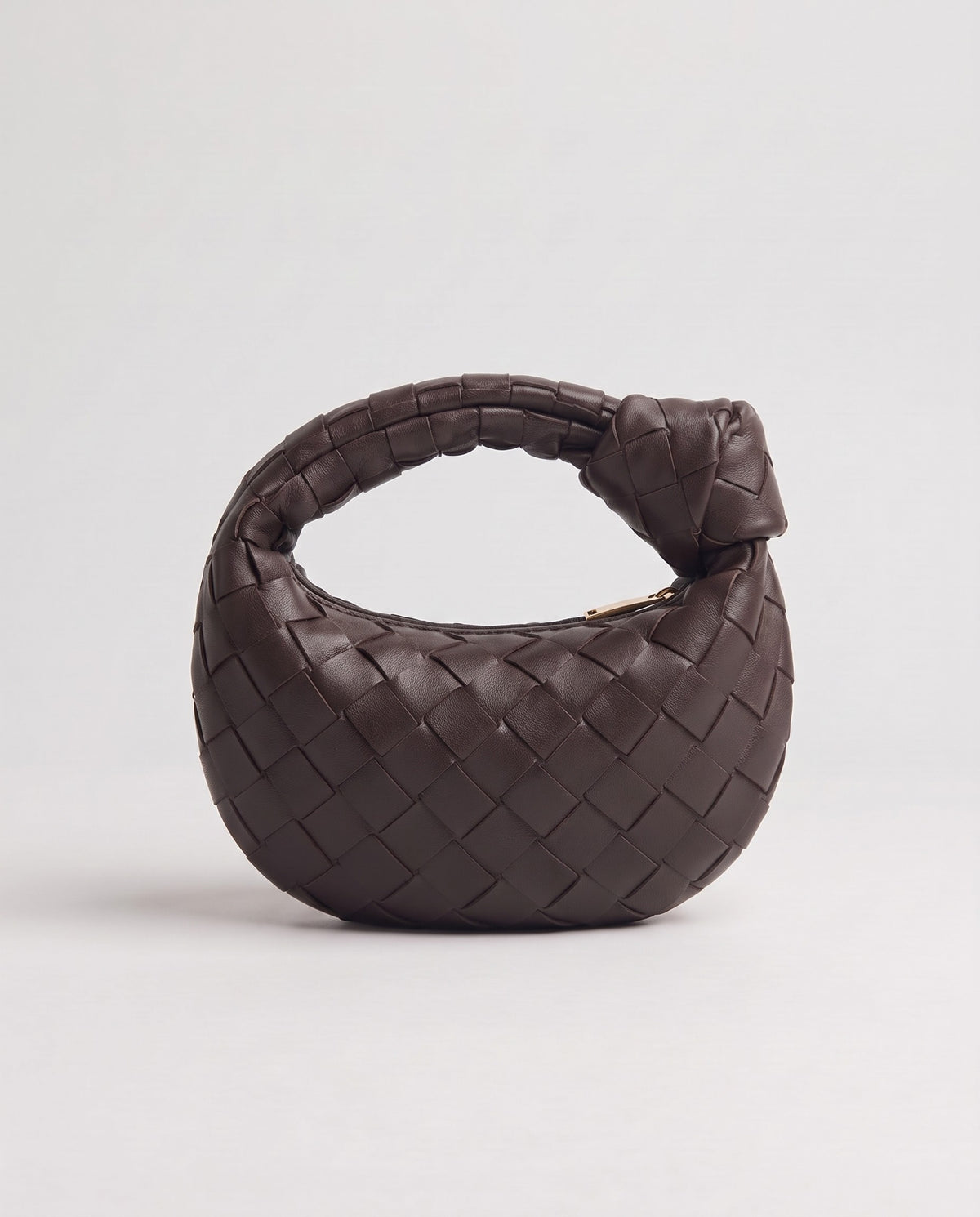 Knot Mini woven leather bag in Espresso – back view