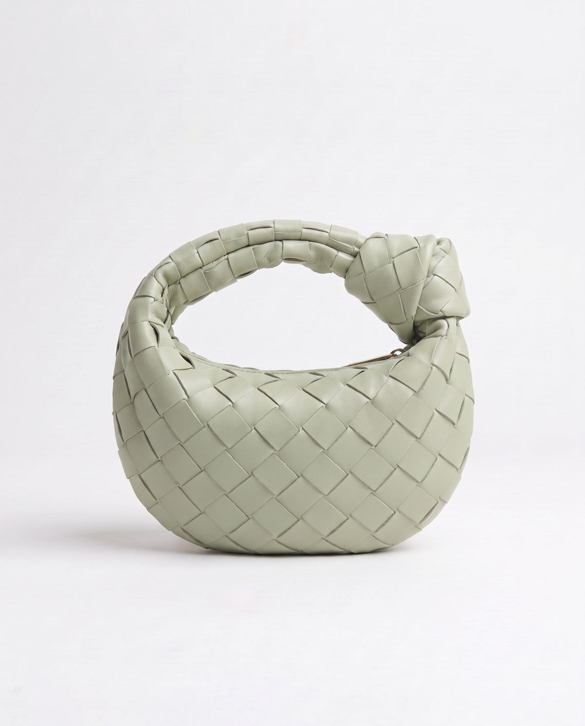 Knot Mini woven leather bag in Pistachio – back view