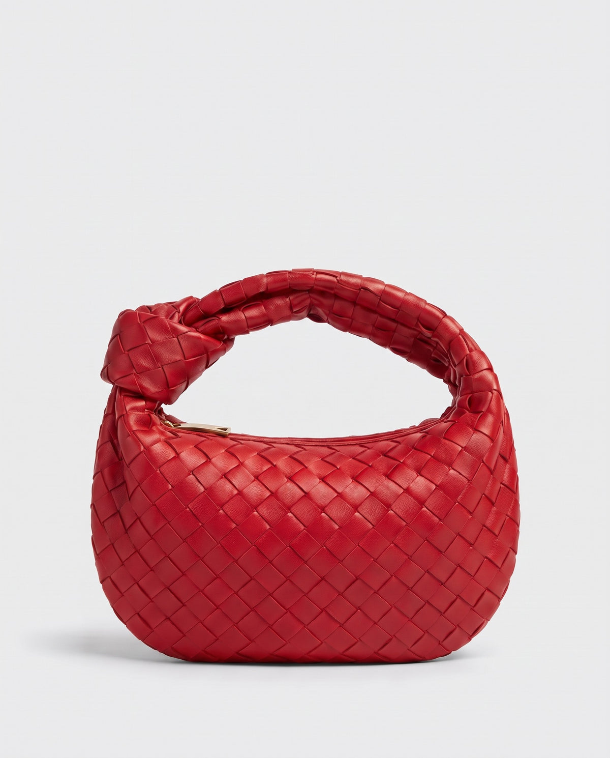 Knot Mini woven leather bag in Scarlet – front view