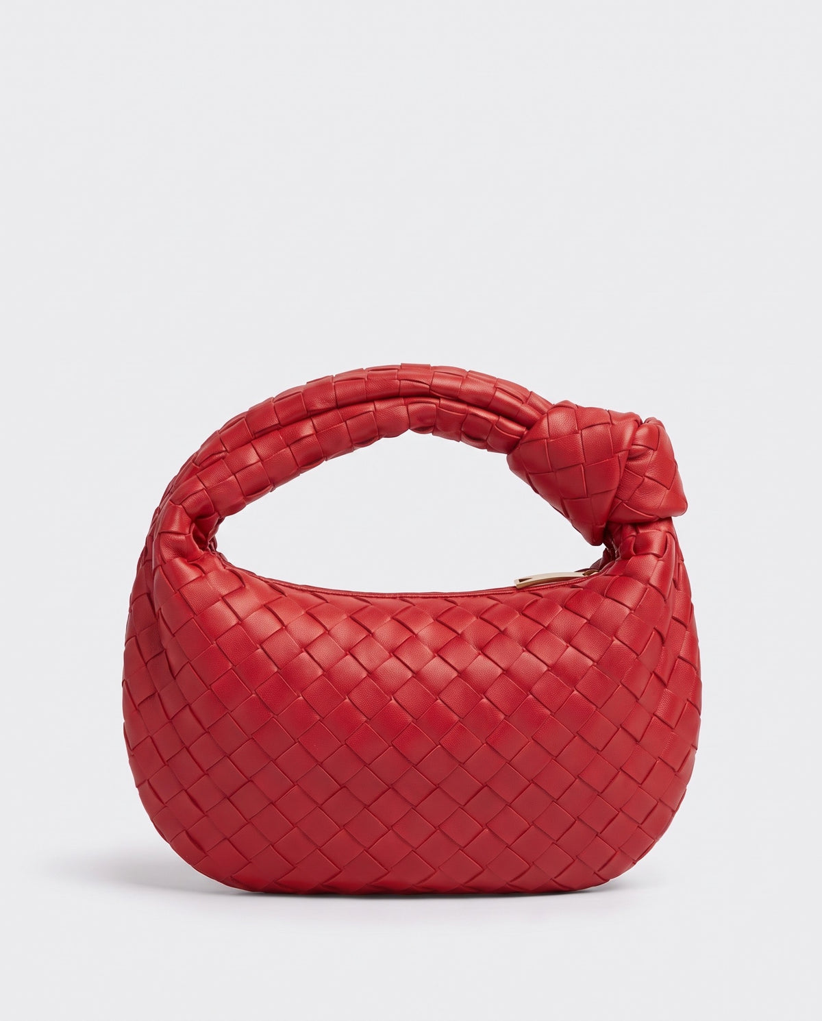 Knot Mini woven leather bag in Scarlet – back view