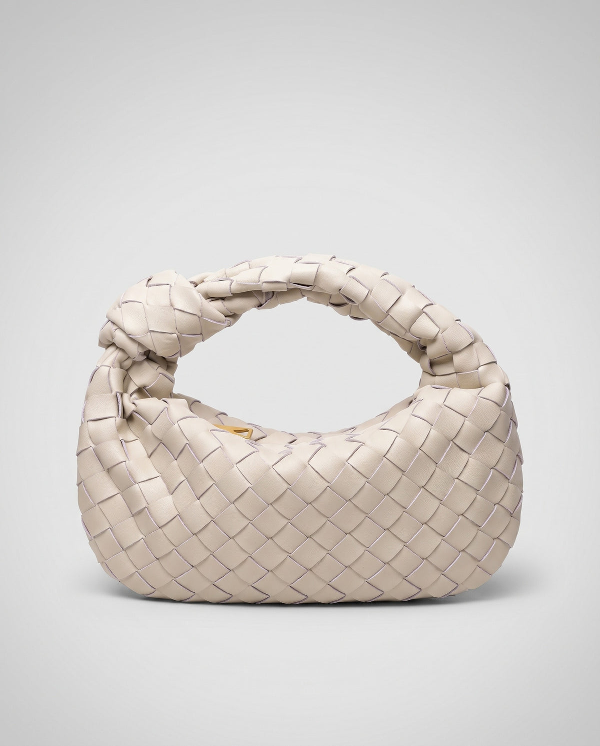 Knot Small woven leather bag in Chalk – front view