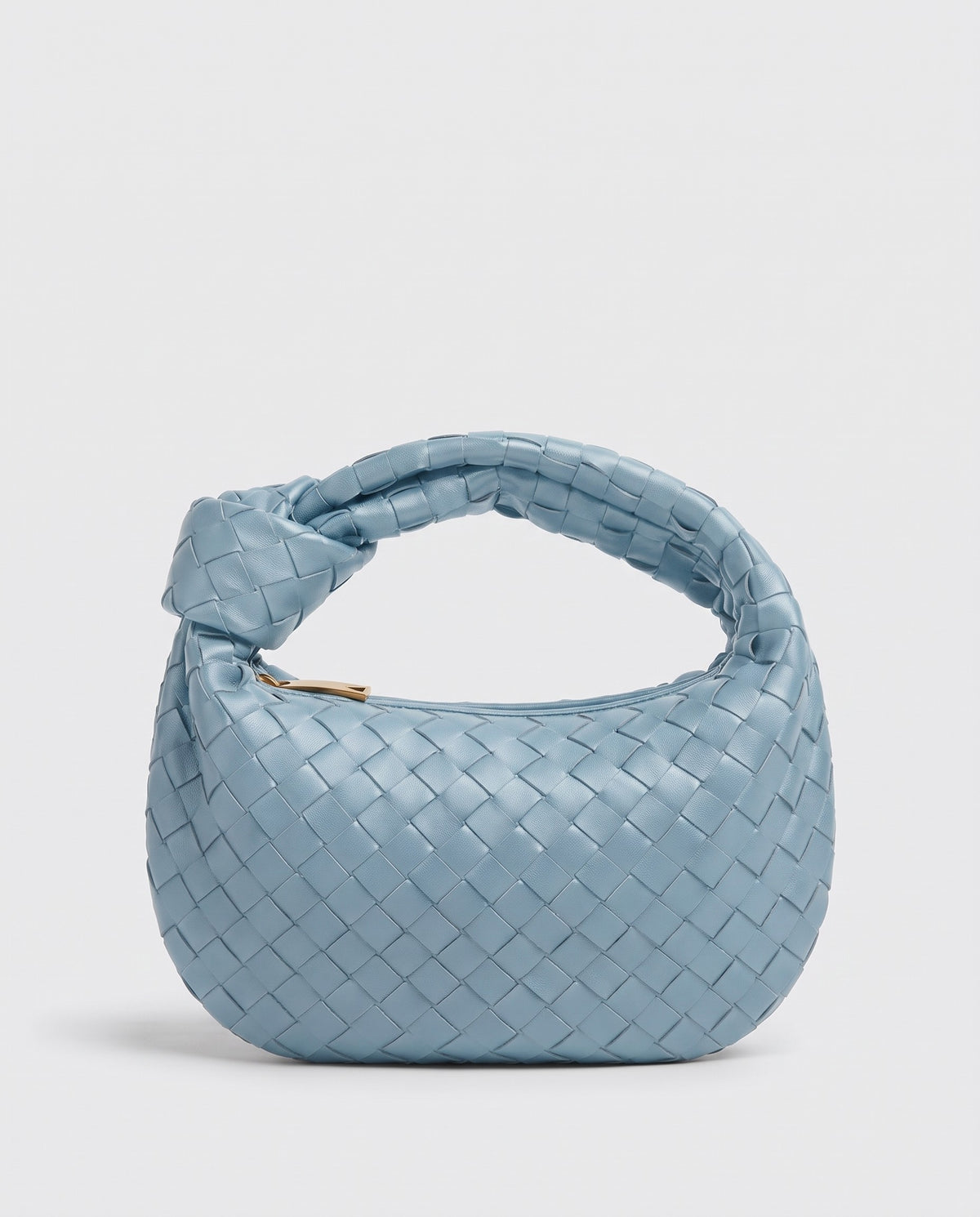 Knot Small woven leather bag in Sky Blue – front view