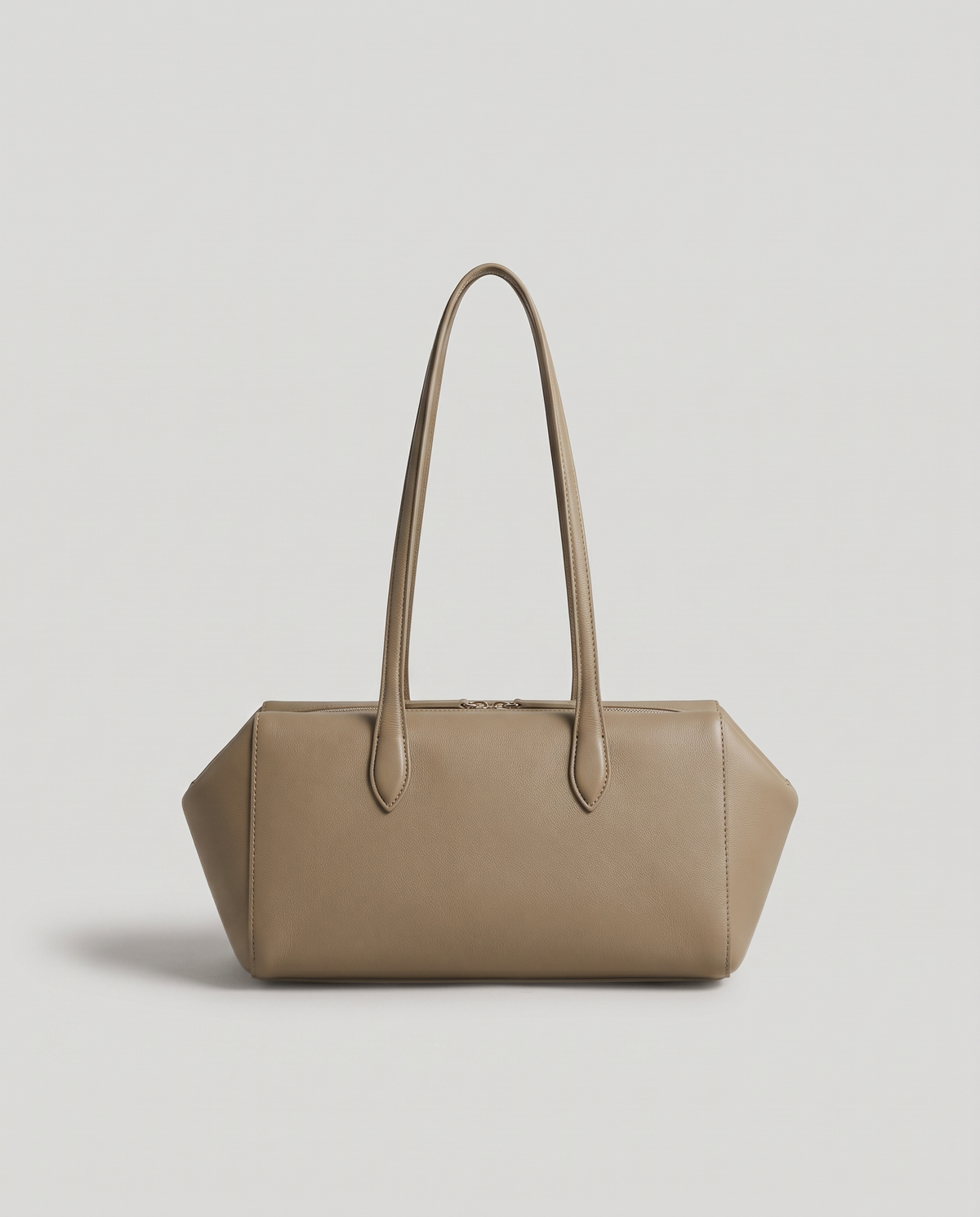 Lira leather shoulder bag in Khaki – front view