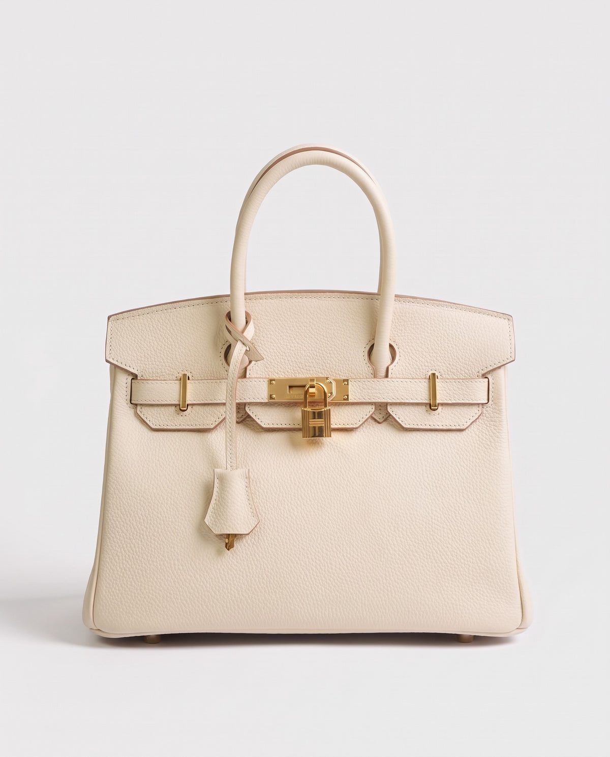 Lock Extra Large leather top-handle bag in Cream – front view