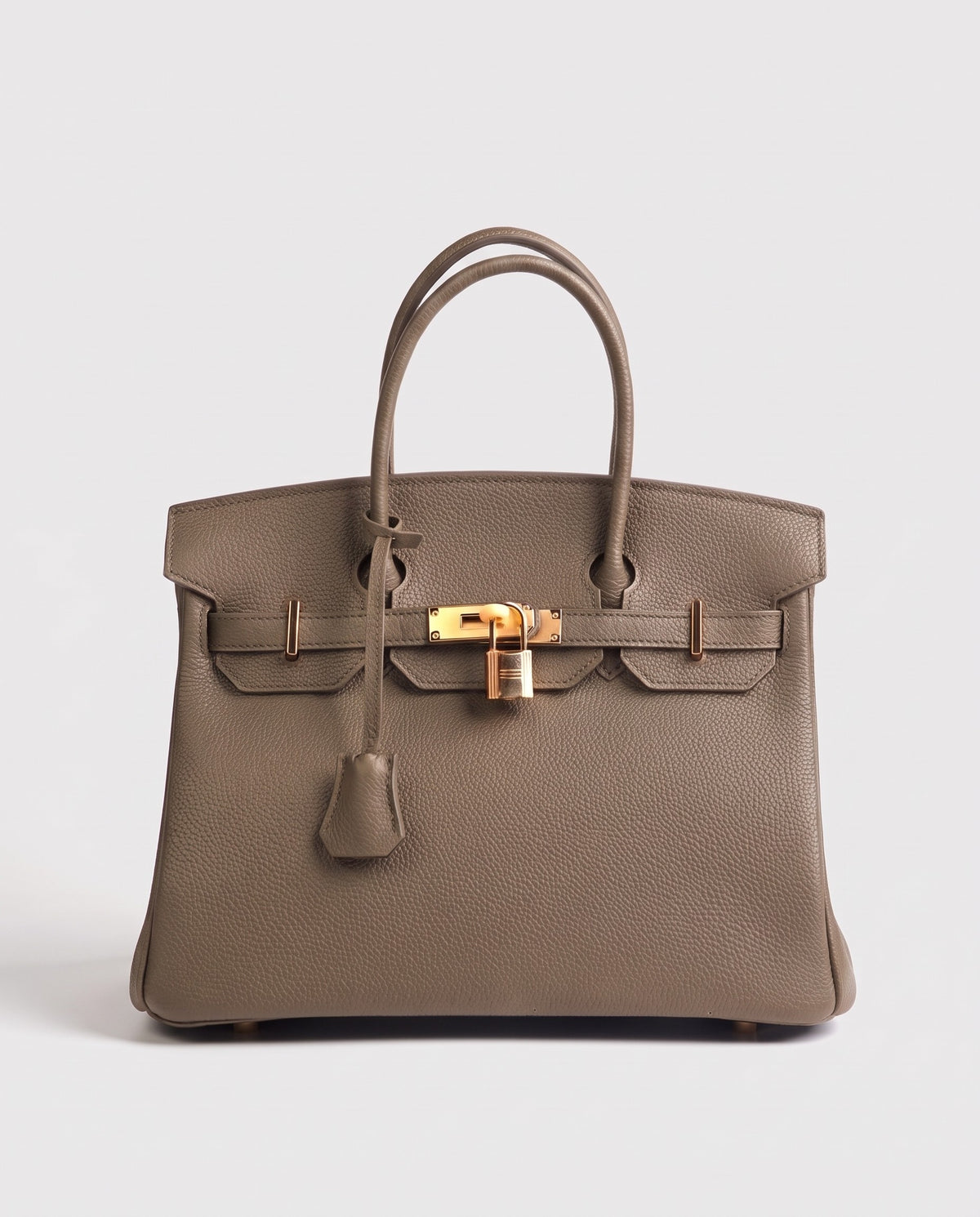 Lock Extra Large leather top-handle bag in Taupe – front view