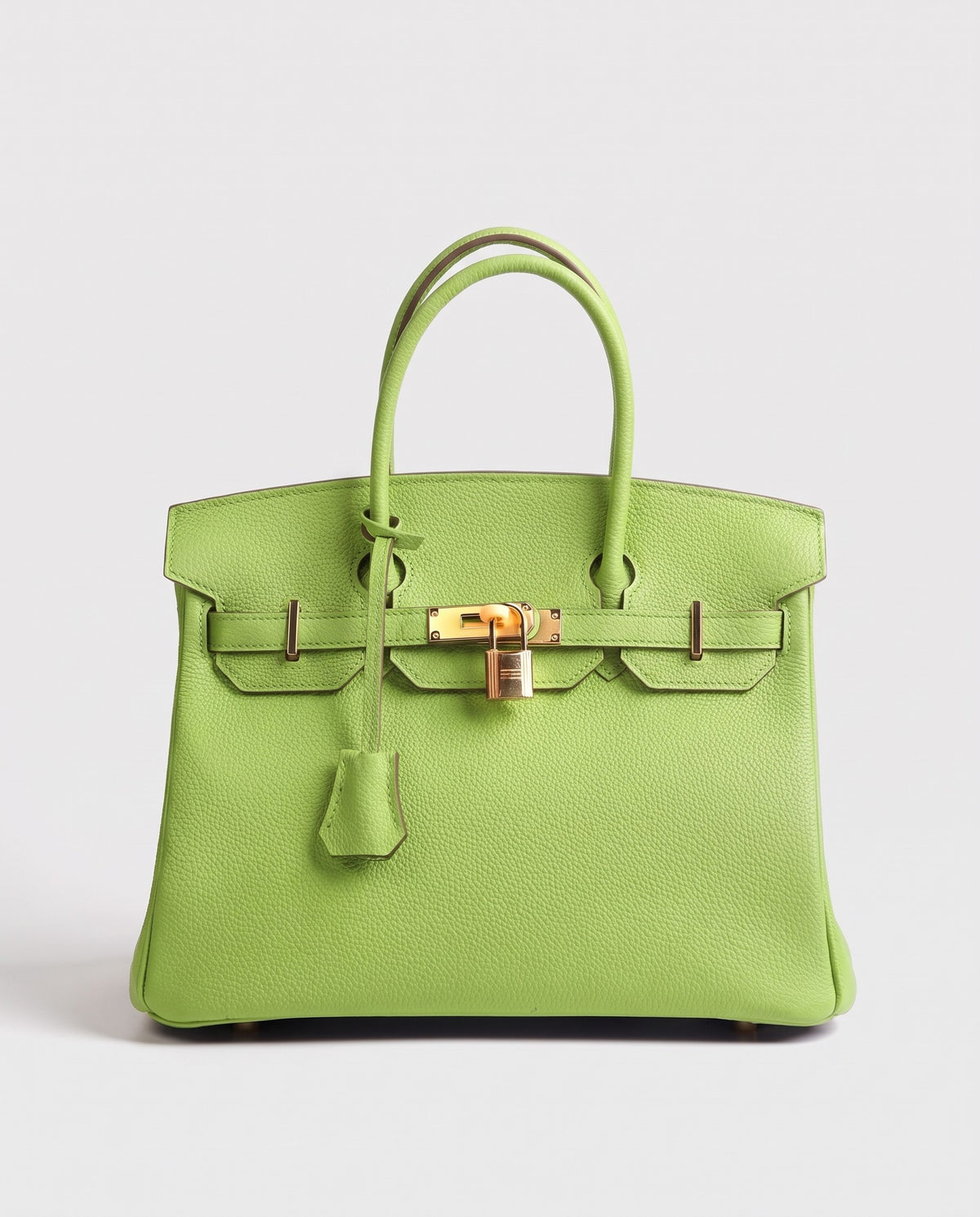 Lock Large leather top-handle bag in Avocado – front view