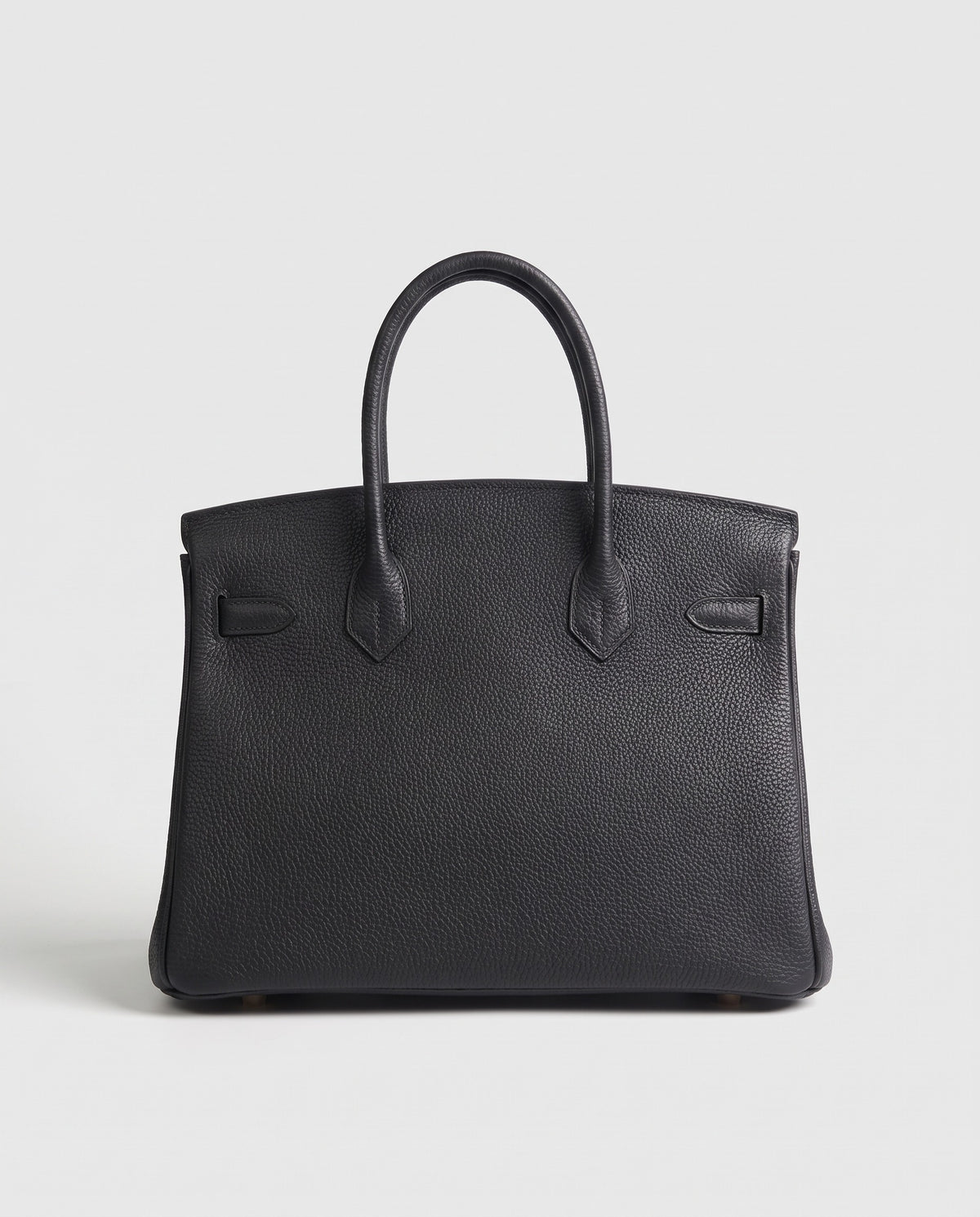Lock Large leather top-handle bag in Black – back view