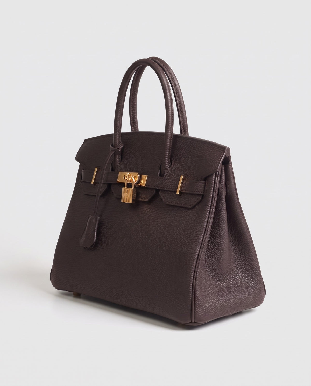 Lock Large leather top-handle bag in Espresso – three-quarter view