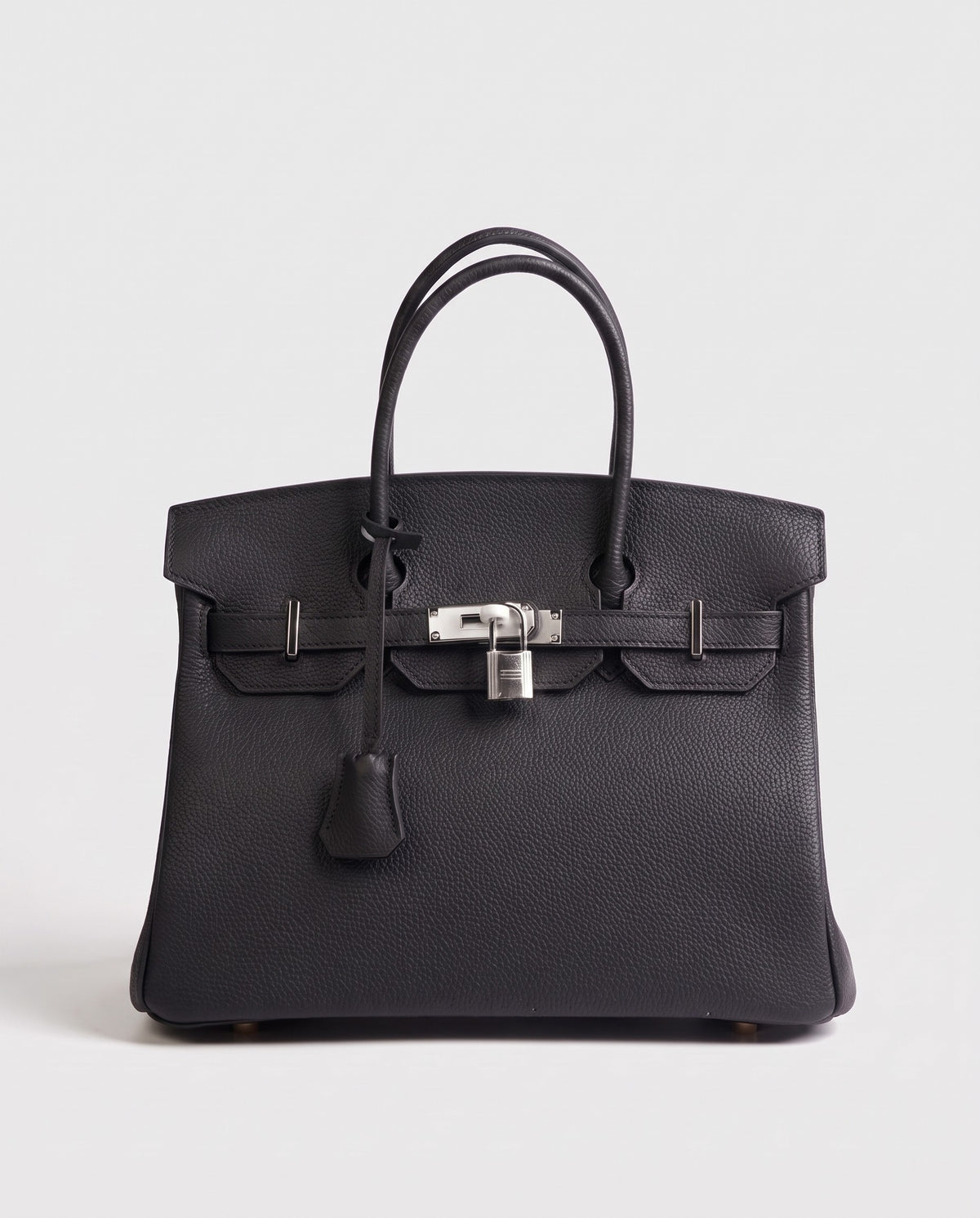 Lock Large leather top-handle bag in Onyx – front view