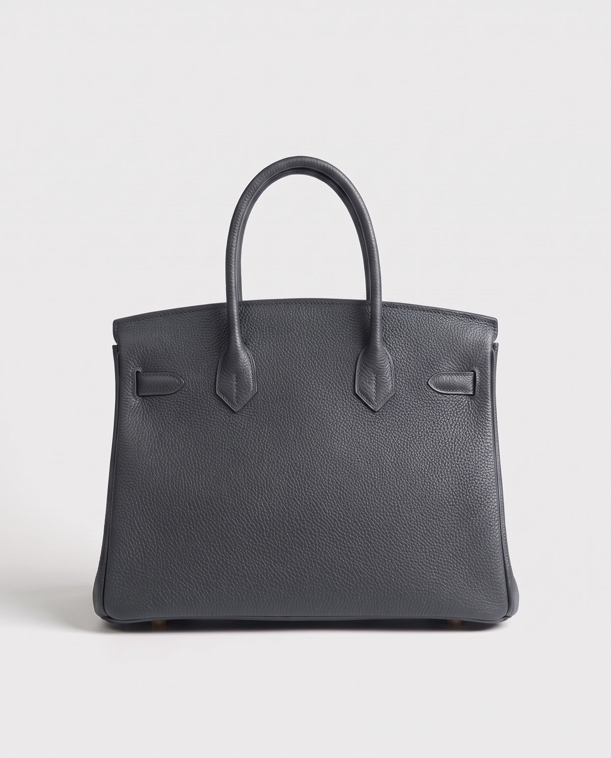 Lock Medium leather top-handle bag in Charcoal – back view