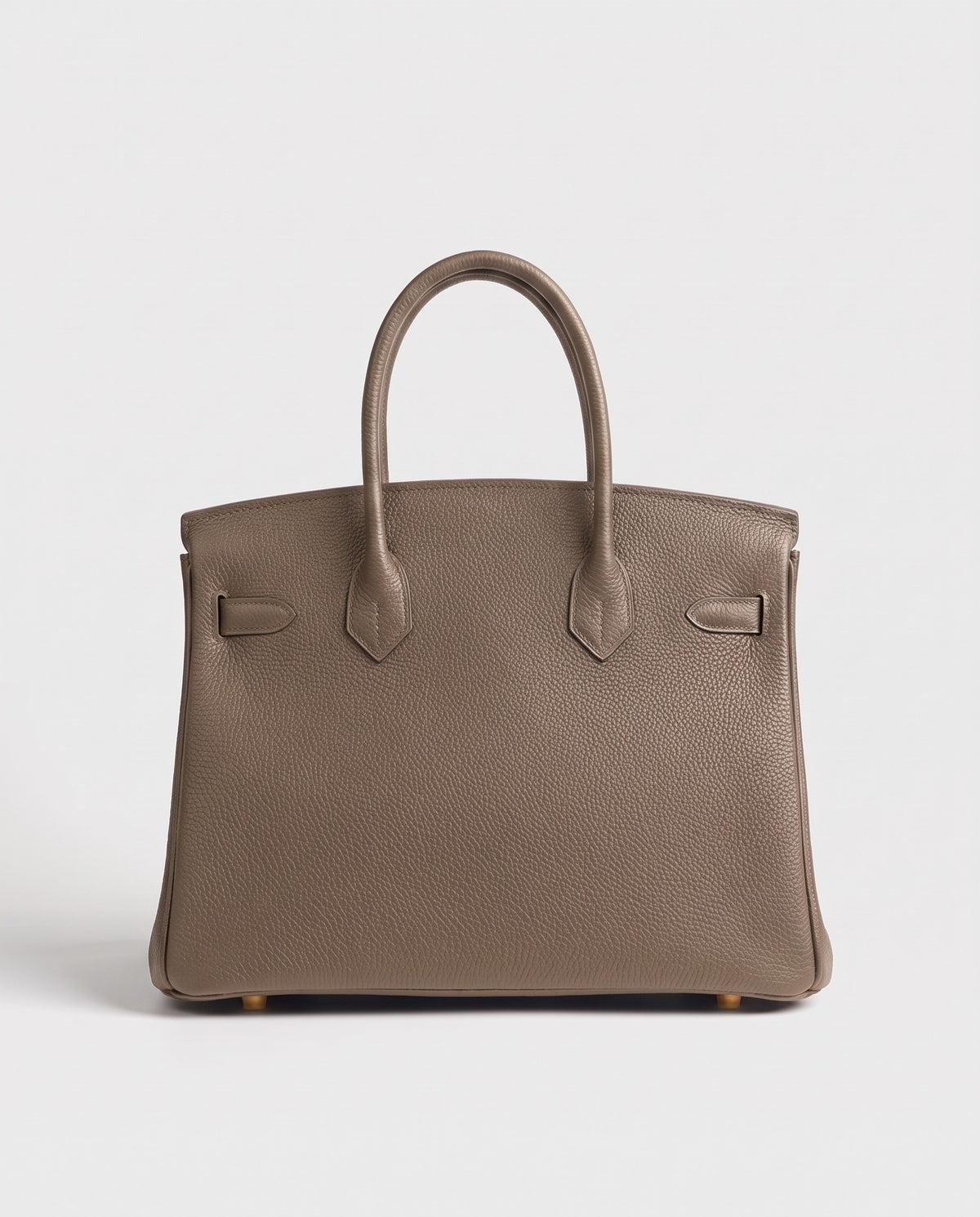 Lock Medium leather top-handle bag in Taupe – back view