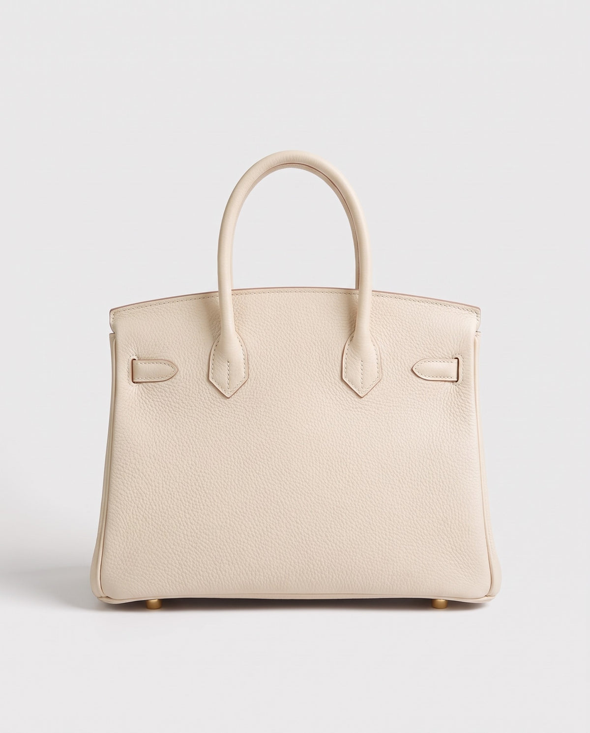 Lock Small leather top-handle bag in Cream – back view