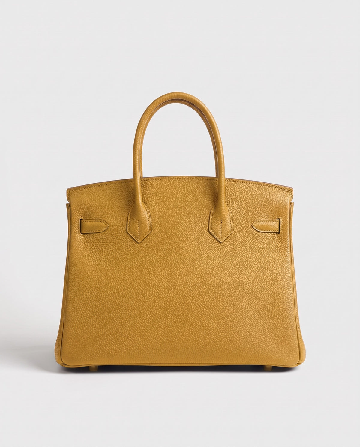 Lock Small leather top-handle bag in Mustard – back view