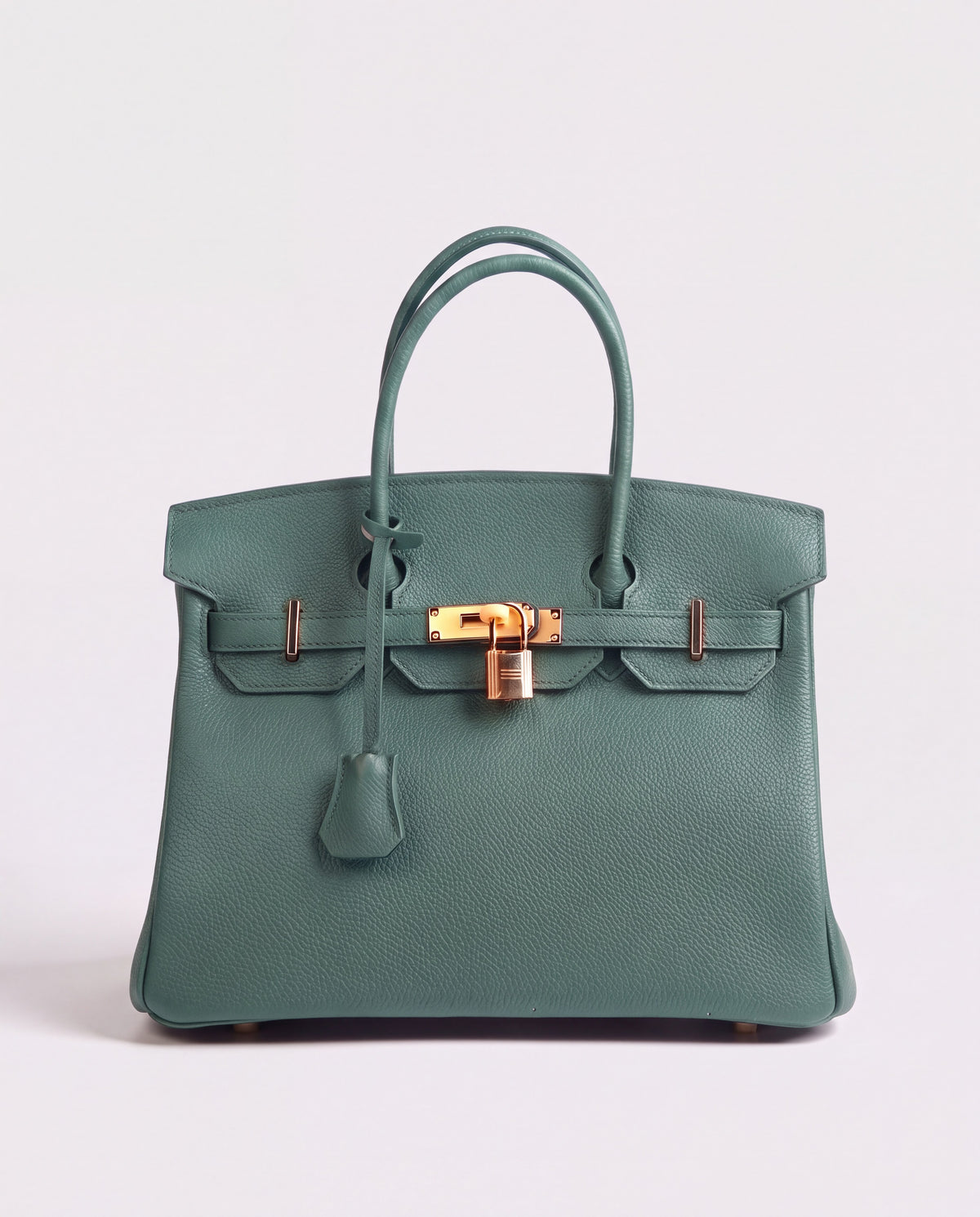 Lock Small leather top-handle bag in Velvet Green – front view