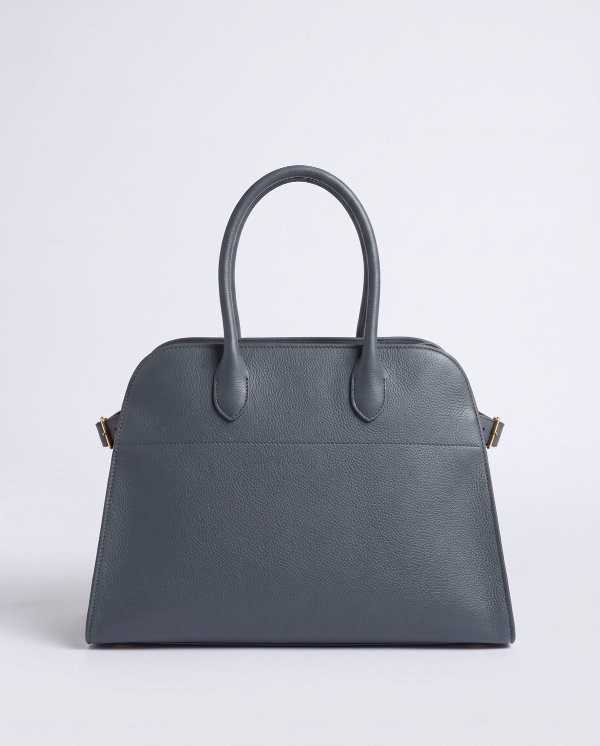 Milano Large slouchy top-handle bag in Slate grey leather – front view