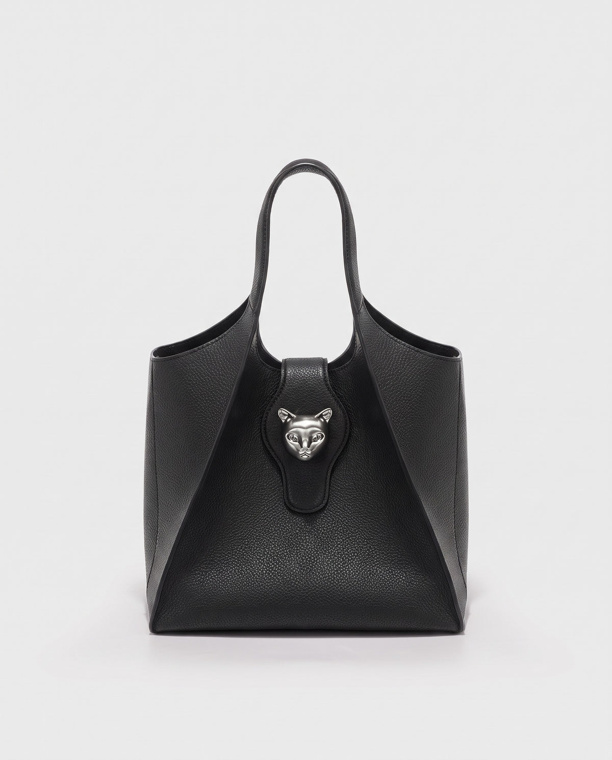 Onda leather tote in Black – front view