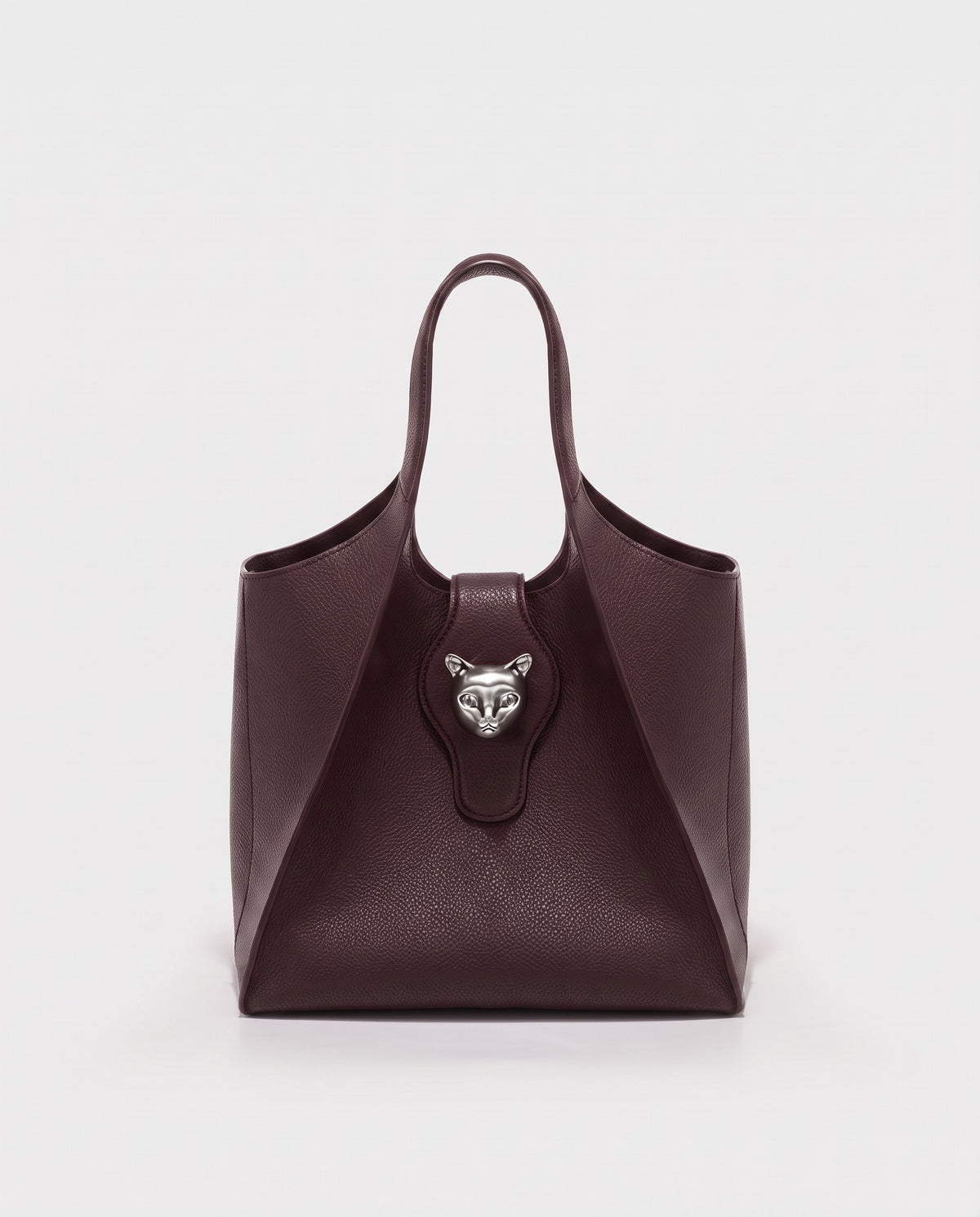 Onda leather tote in Burgundy – front view