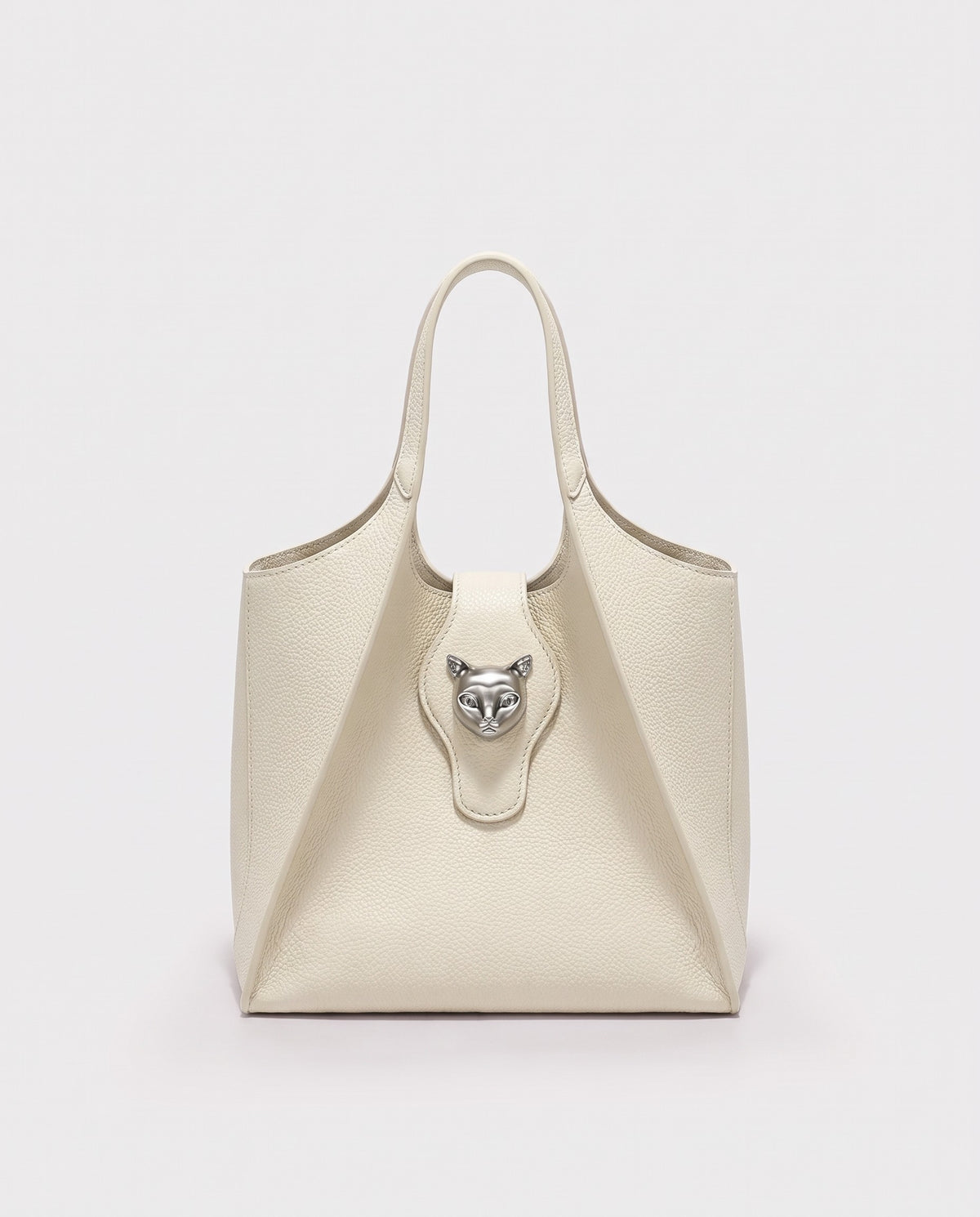 Onda leather tote in Ivory – front view