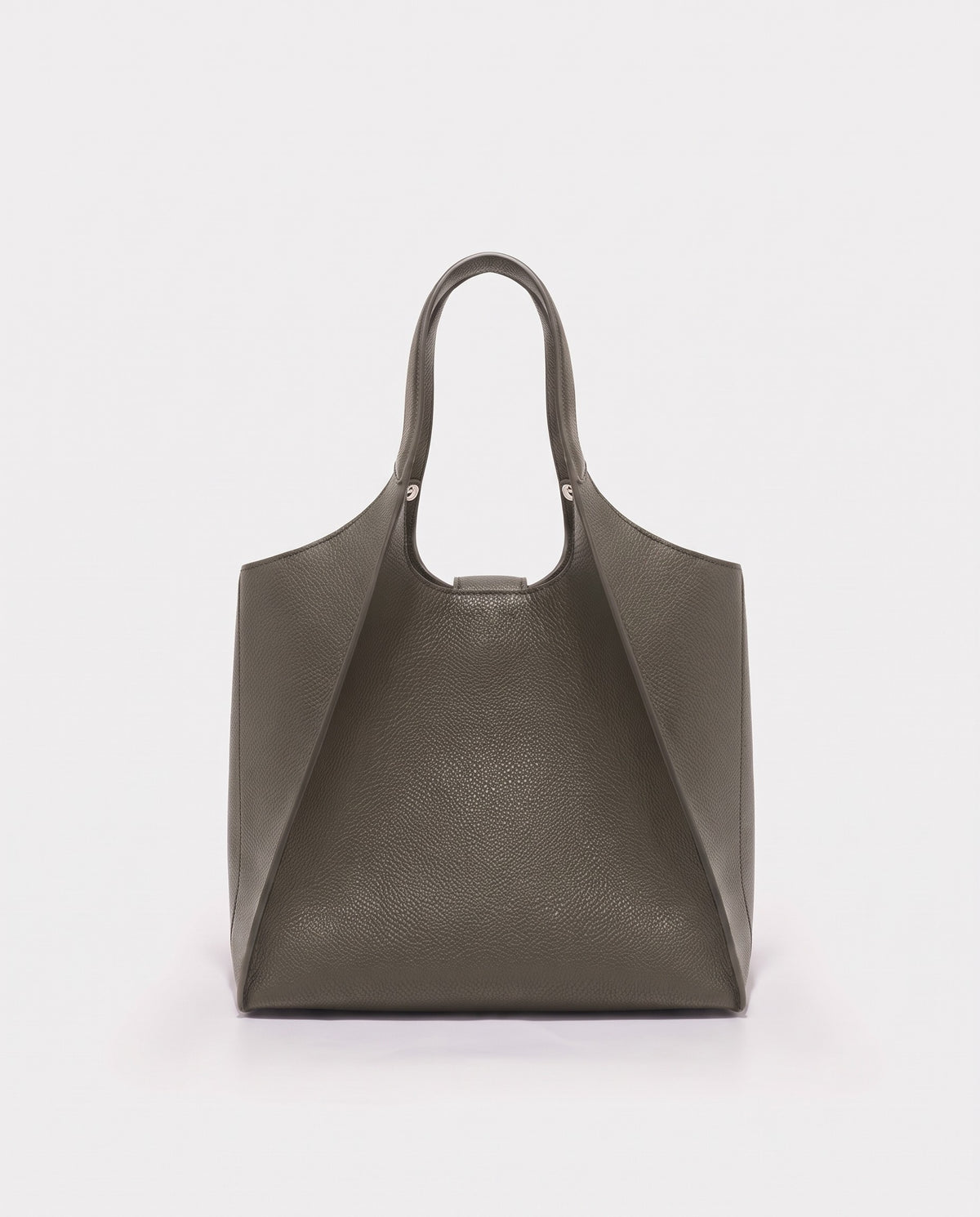 Onda leather tote in Khaki – back view