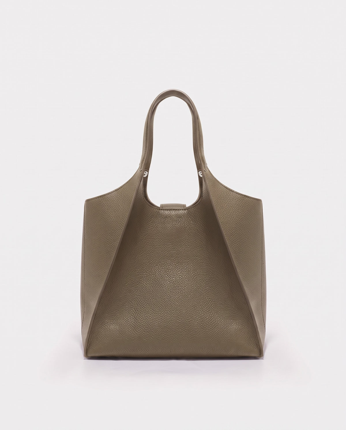 Onda leather tote in Taupe – back view