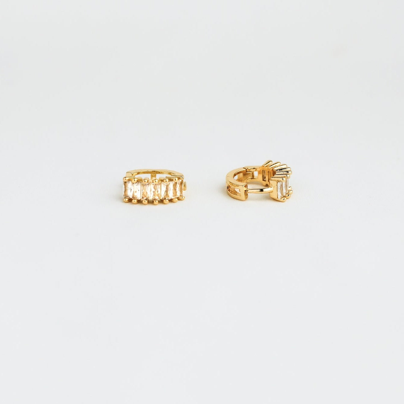 Gold Huggie Earrings with Diamonds