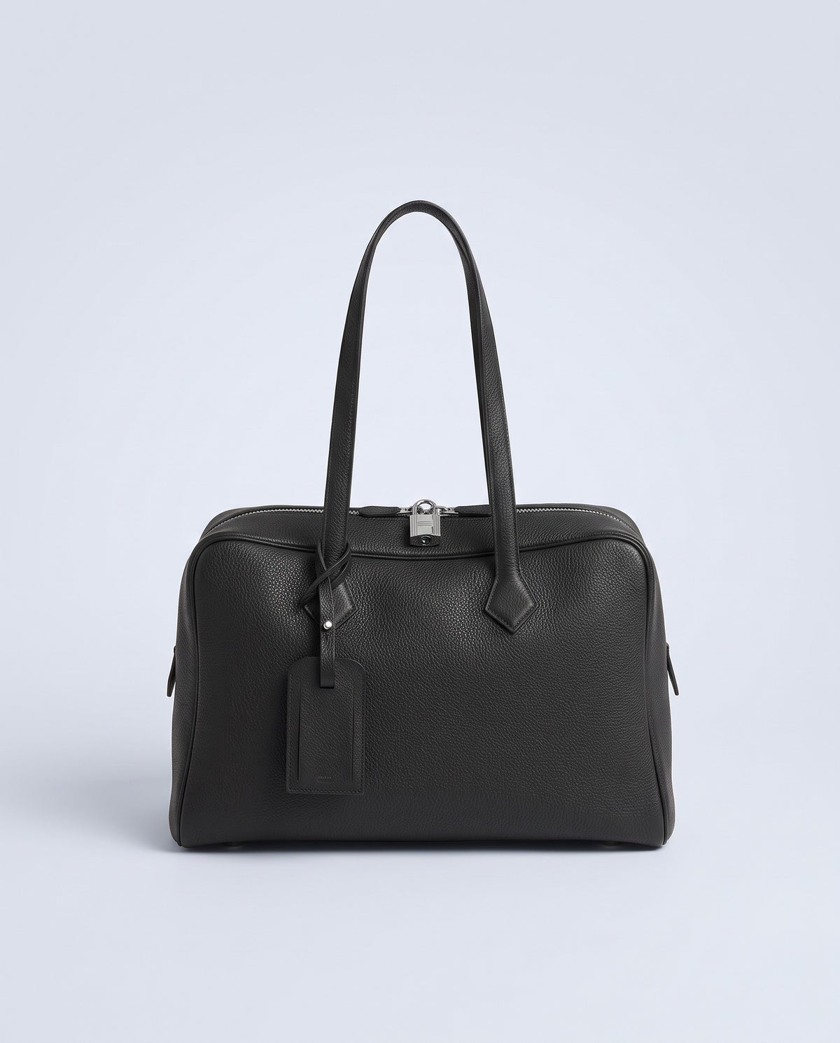 Portofino grained leather bowling bag in Black – front view