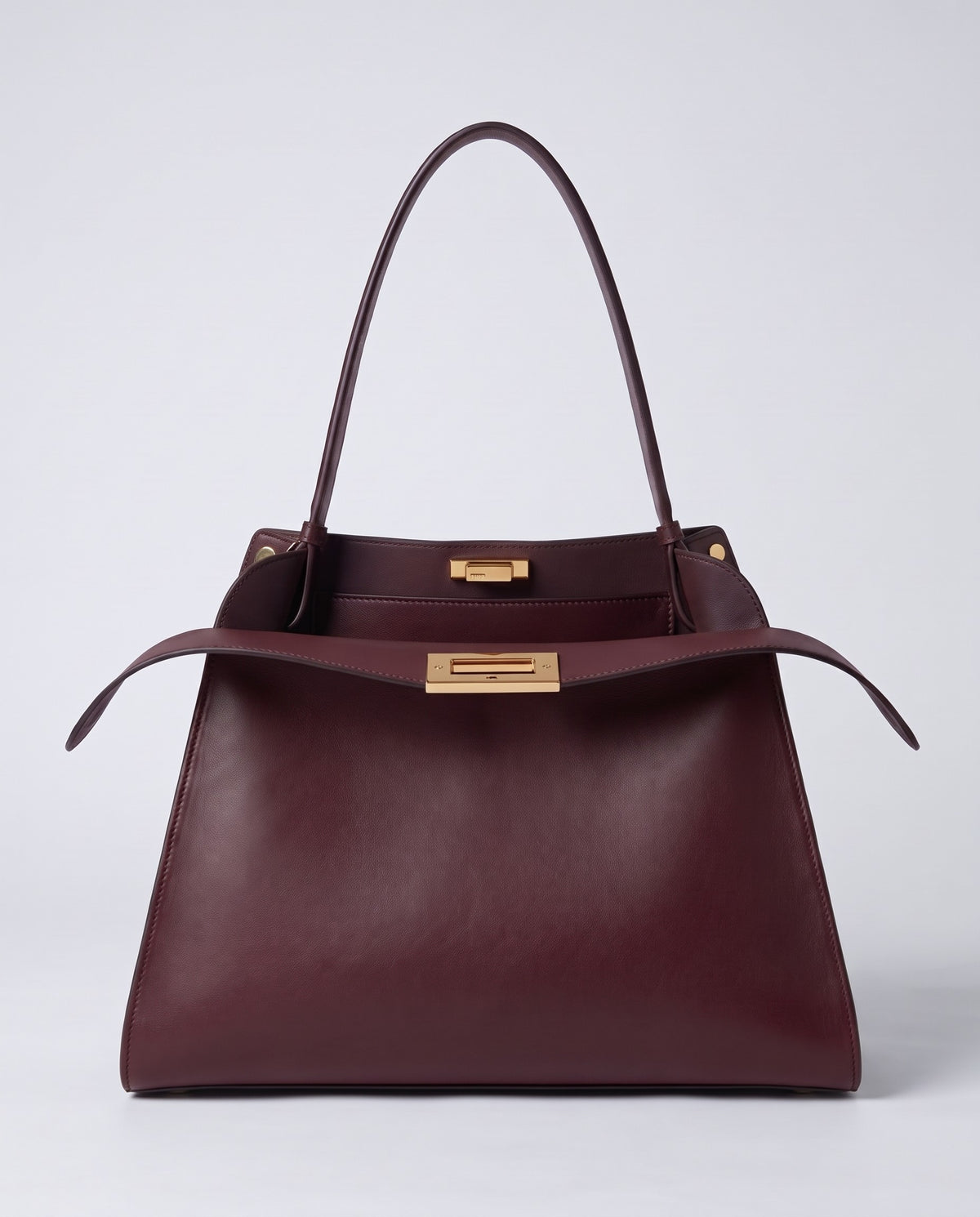 Siracusa structured leather top-handle bag in Burgundy – front view