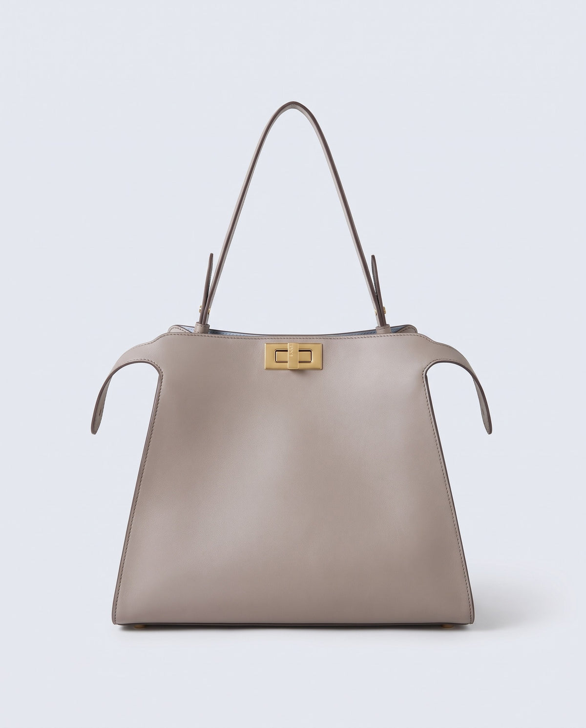 Siracusa structured leather top-handle bag in Stone – front view