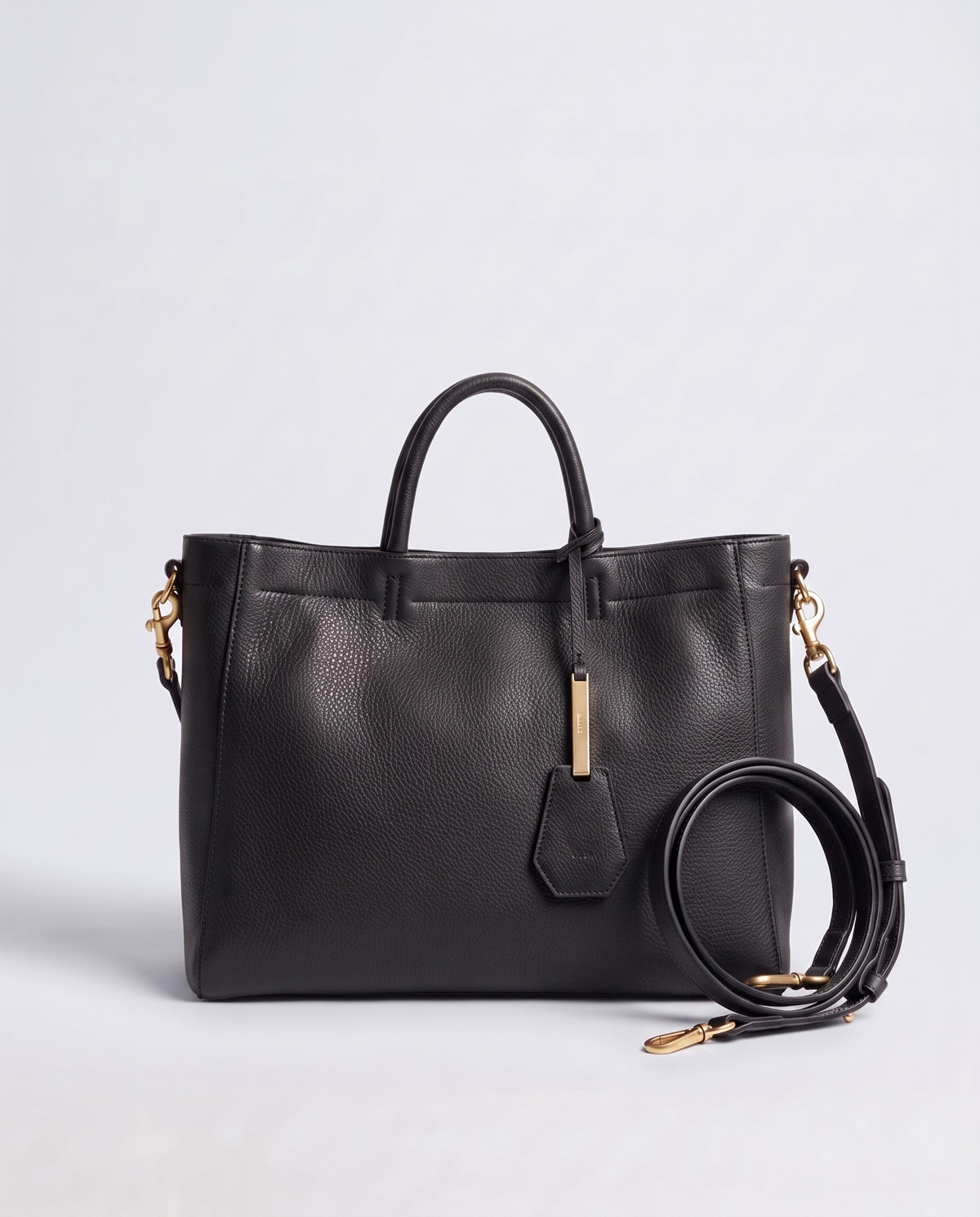 Torre small leather tote in Black – front view