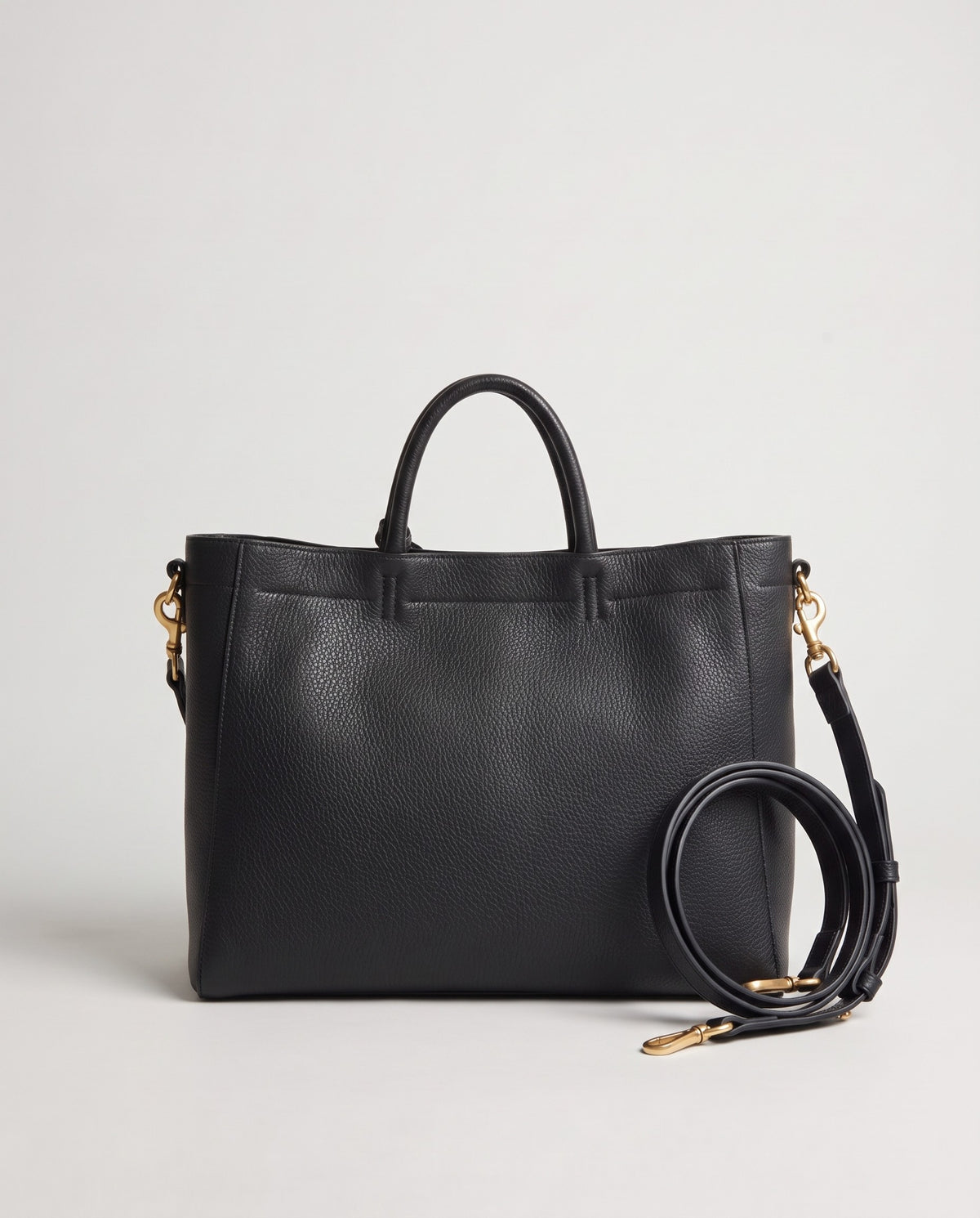 Torre Small leather tote in Black – back view