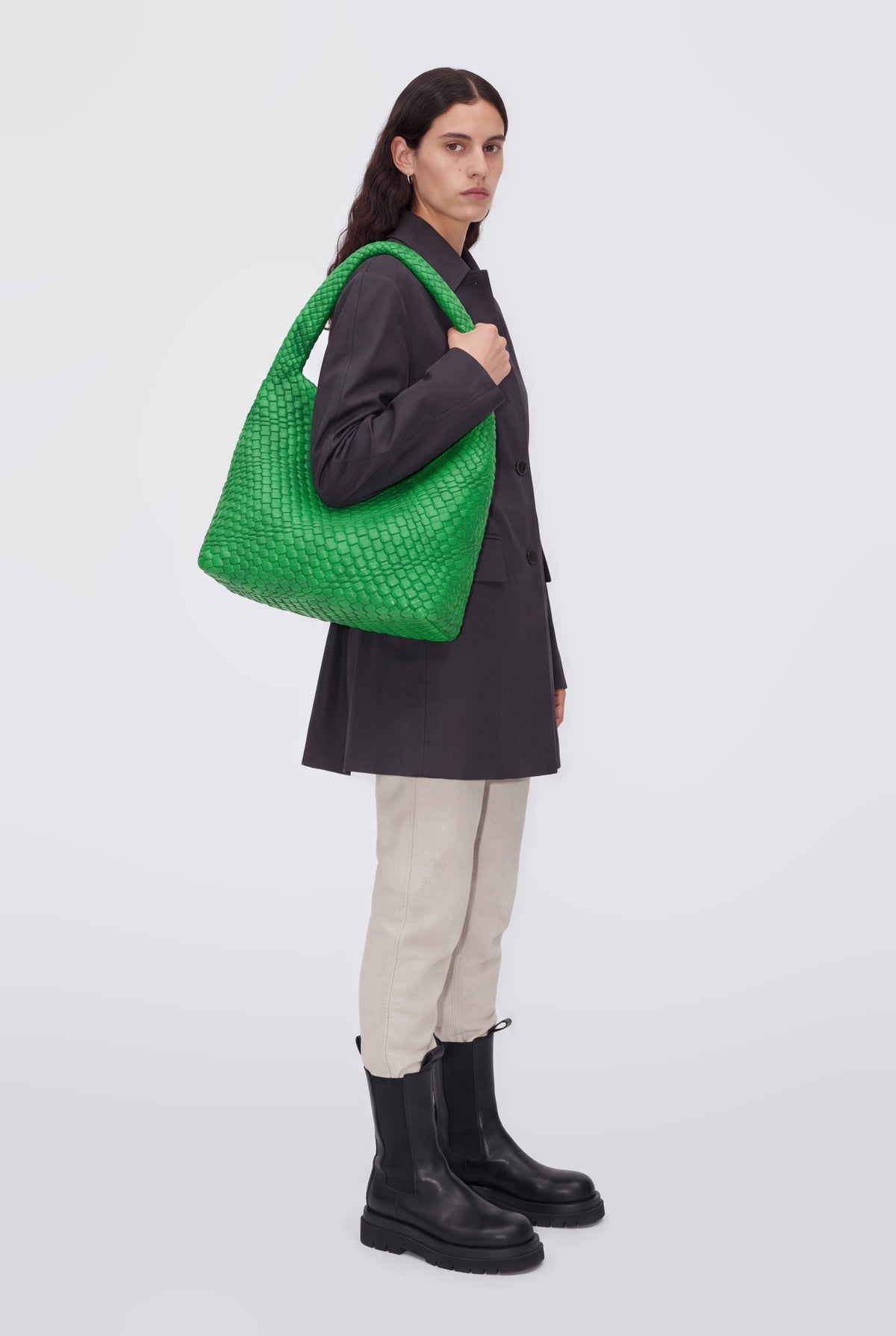 Axis grass green woven handbag worn on the shoulder - Valentina