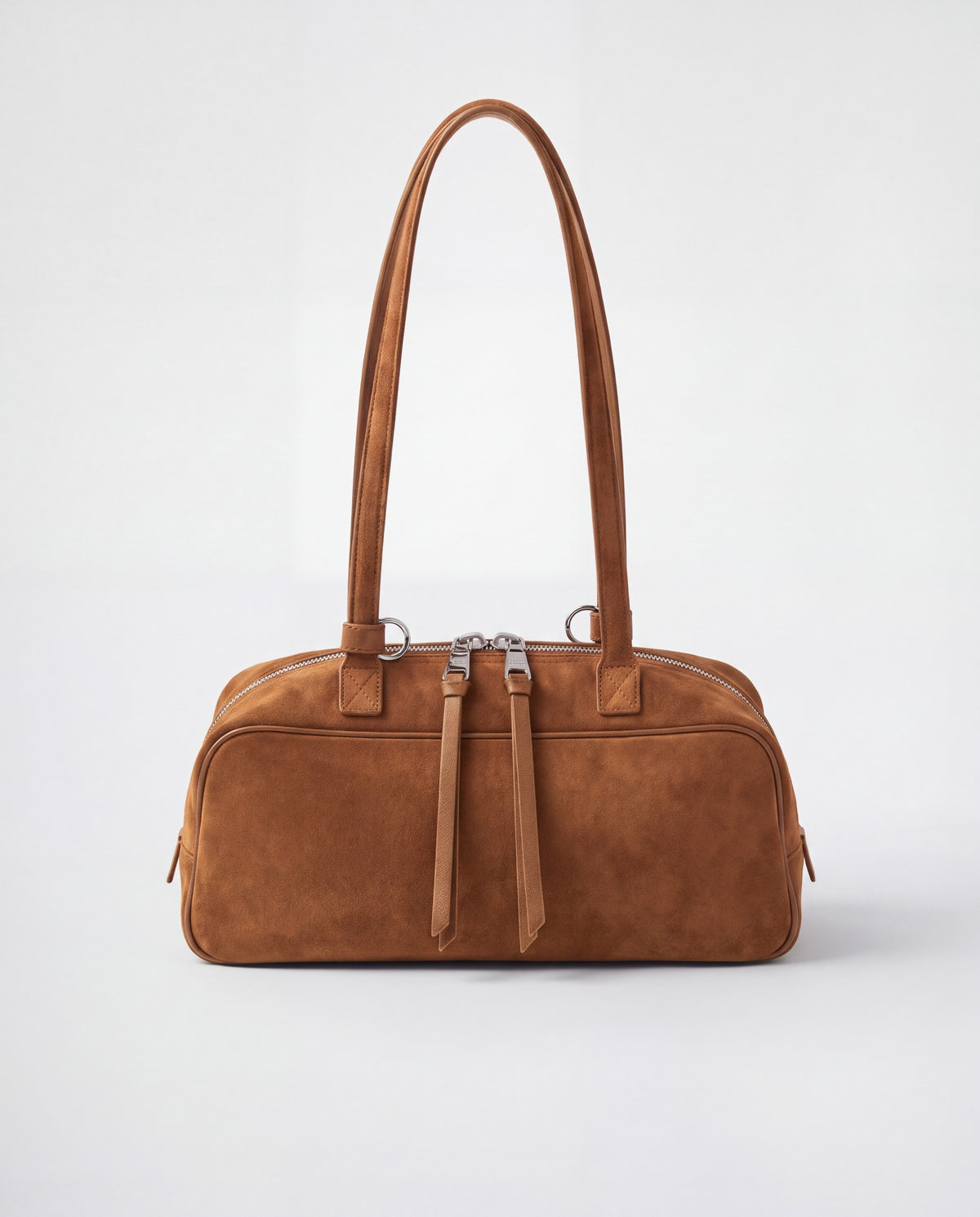 Valentina Linea suede shoulder bag in Brown, front view