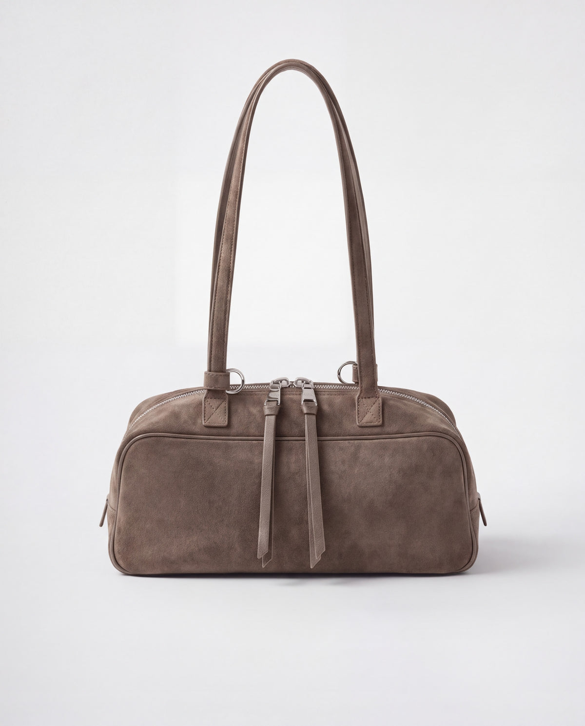 Valentina Linea suede shoulder bag in Taupe, front view
