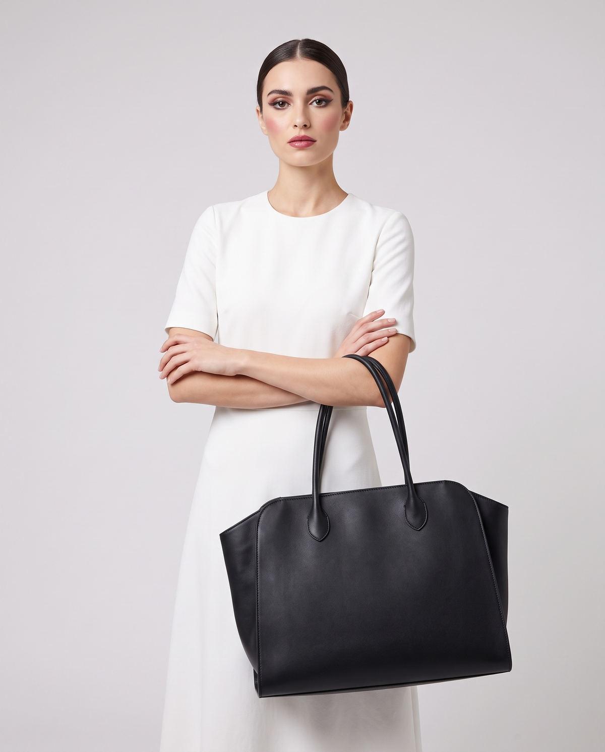 Valentina Volta Large bag in Onyx, front view