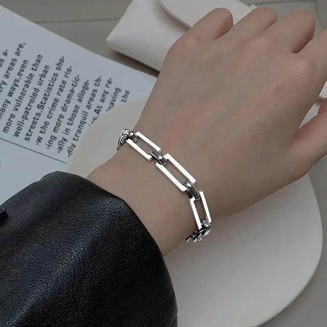 Thick Silver Bracelet Womens