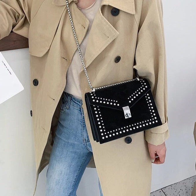Womens Studded Handbag on Model