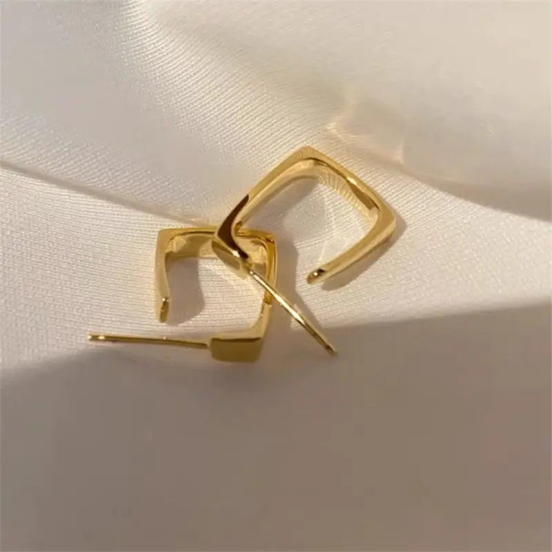 Warped Square Gold Earrings